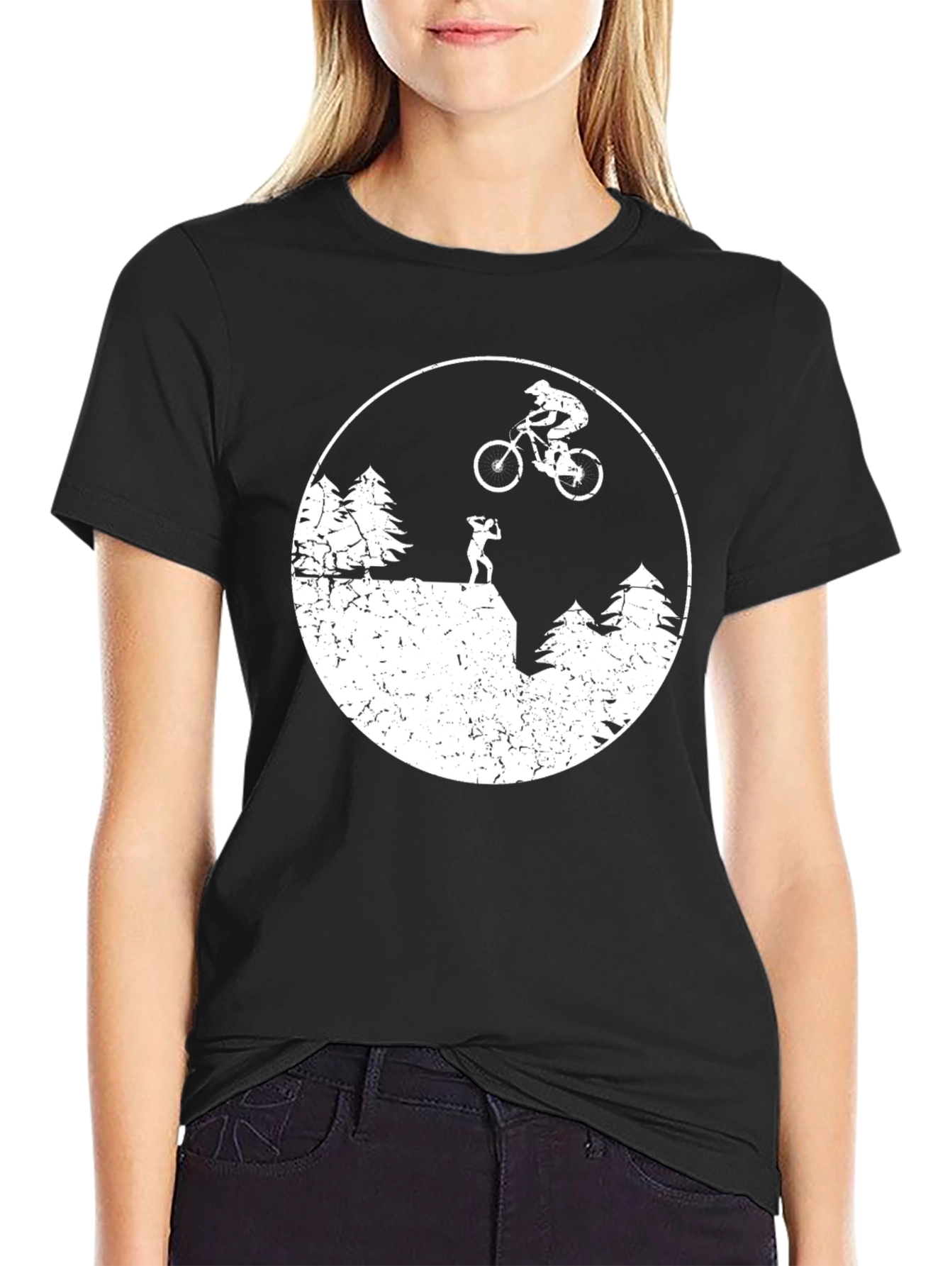 Mountain Biker Silhouette Black T-Shirt