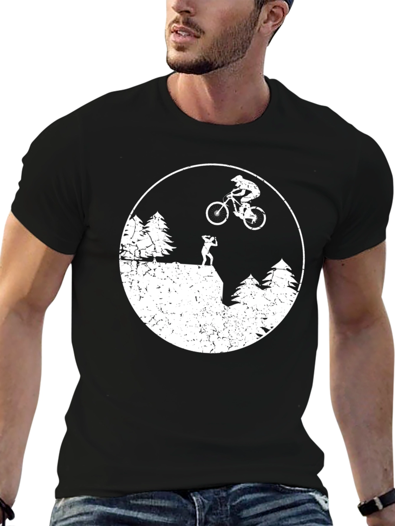 Mountain Biker Silhouette Black T-Shirt