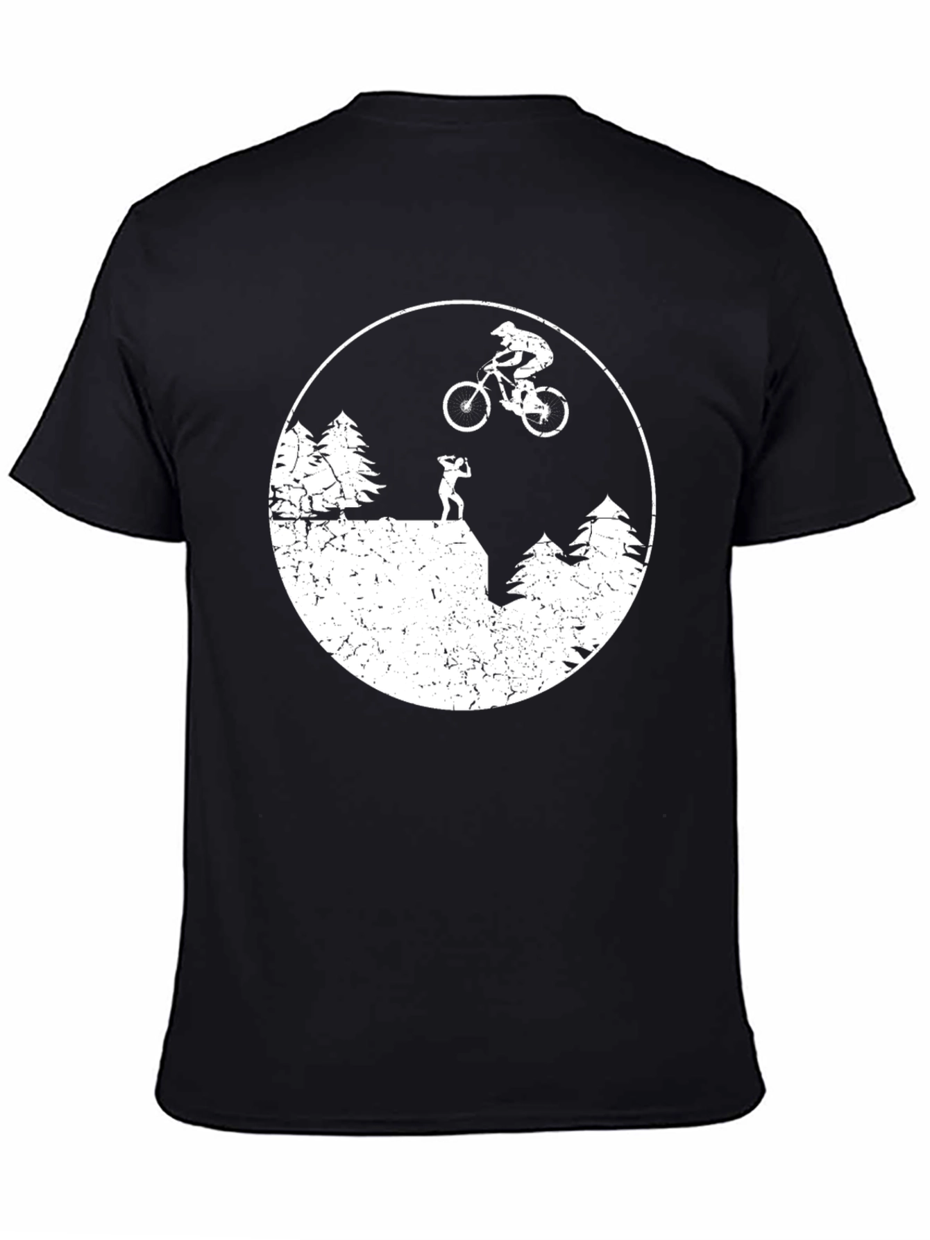 Mountain Biker Silhouette Black T-Shirt