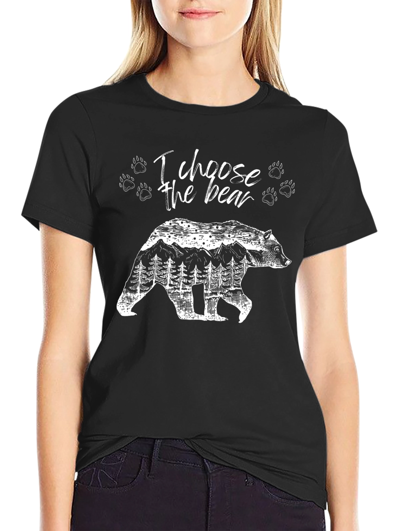 I Choose The Bear Black Graphic Tee