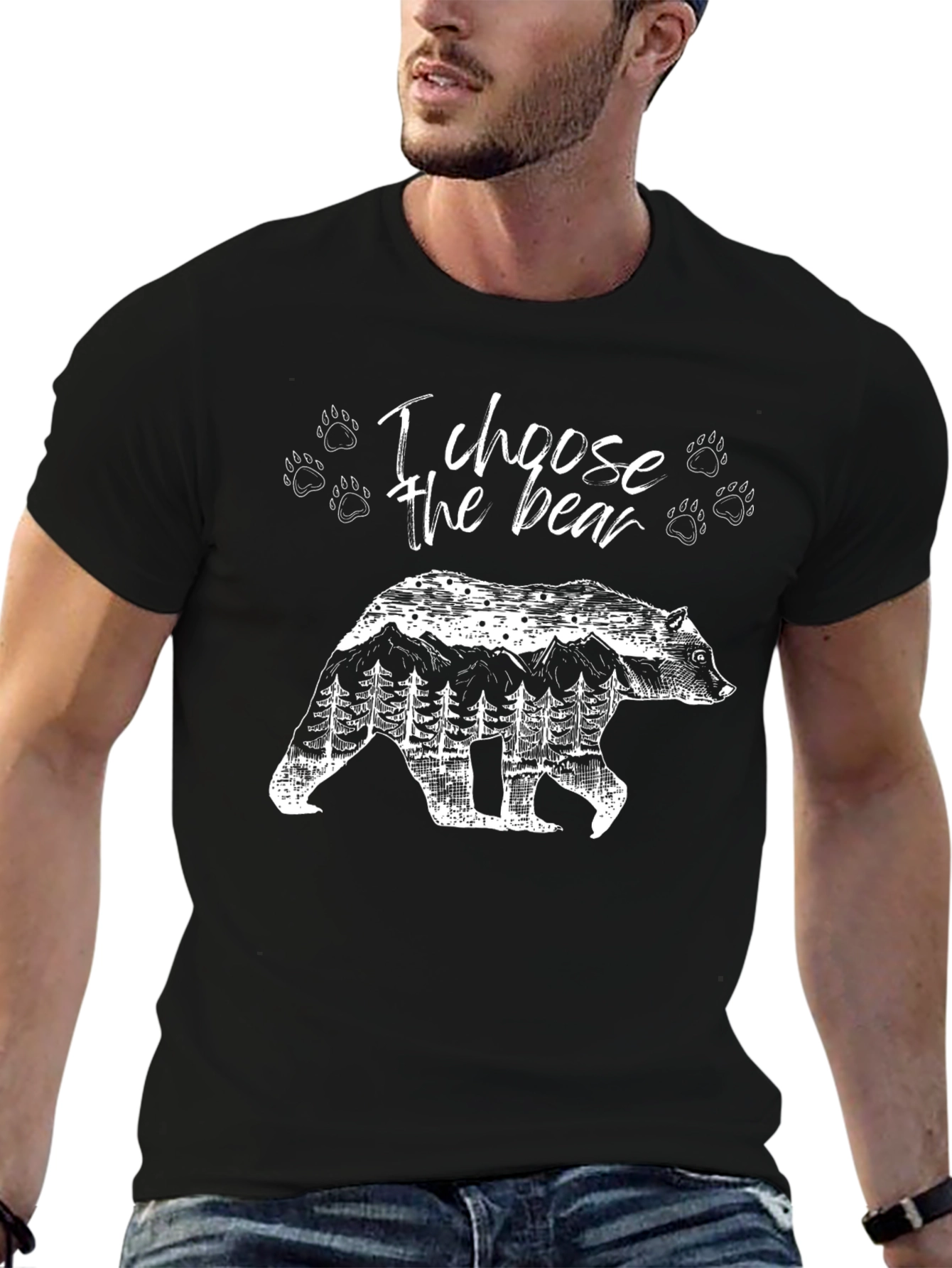 I Choose The Bear Black Graphic Tee