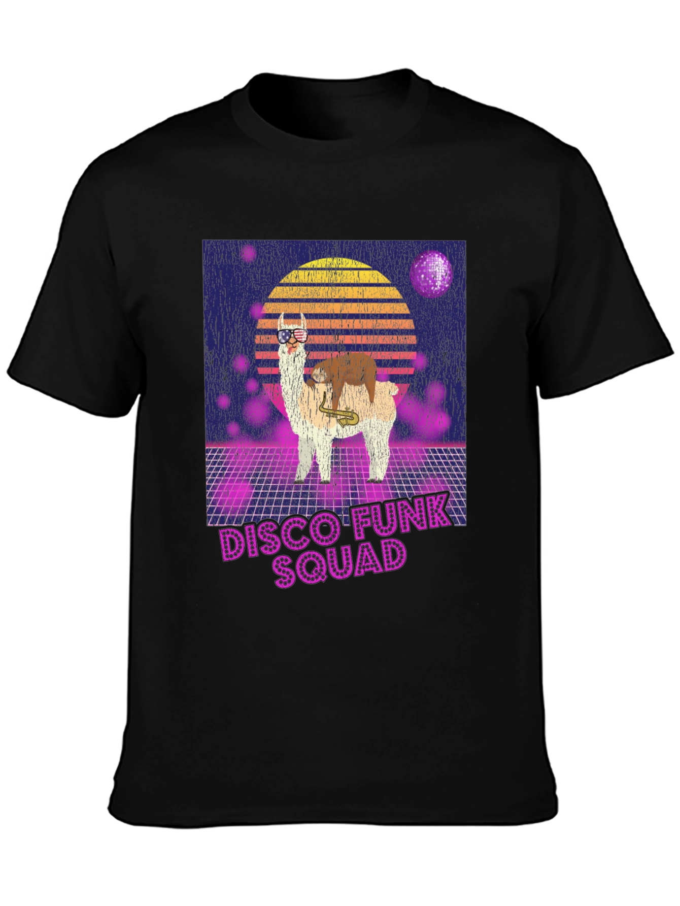 Disco Funk Squad T-Shirt - Retro Llama Design
