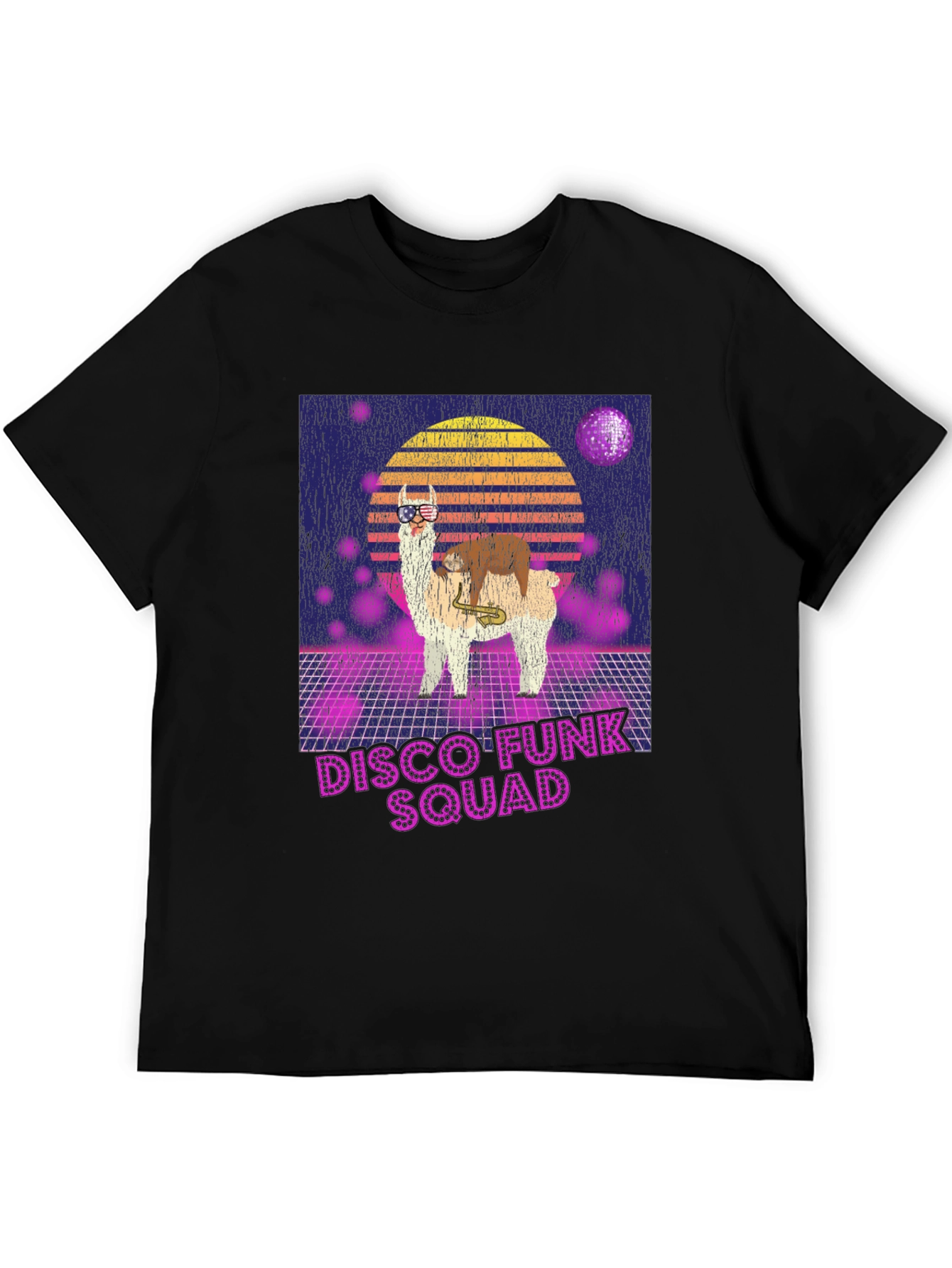 Disco Funk Squad T-Shirt - Retro Llama Design