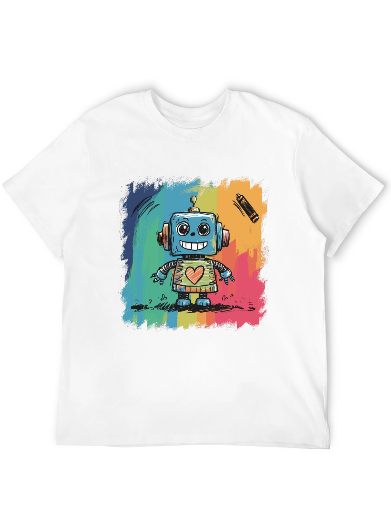 Rainbow Robot Graphic Tee - Funky & Unique!