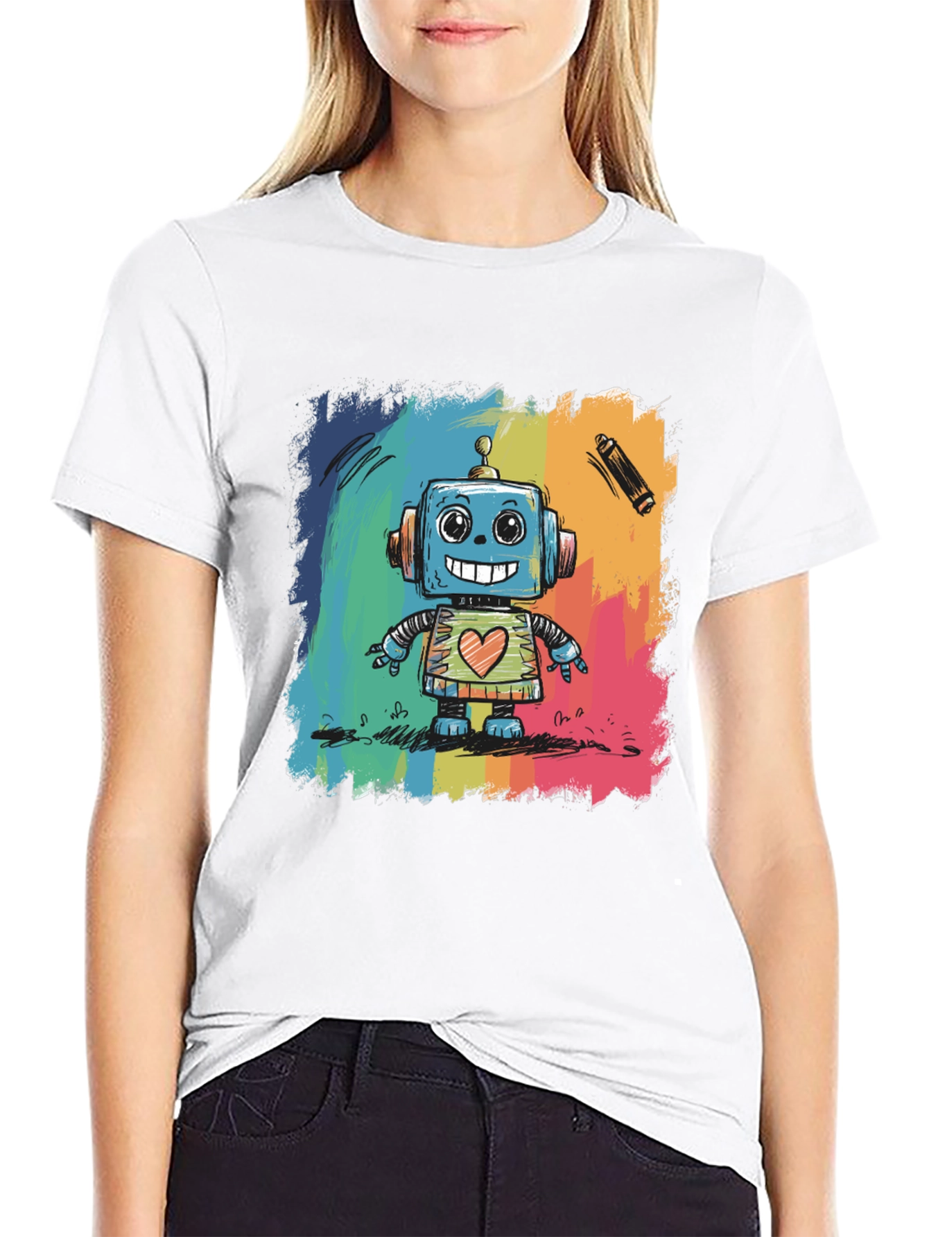 Rainbow Robot Graphic Tee - Funky & Unique!