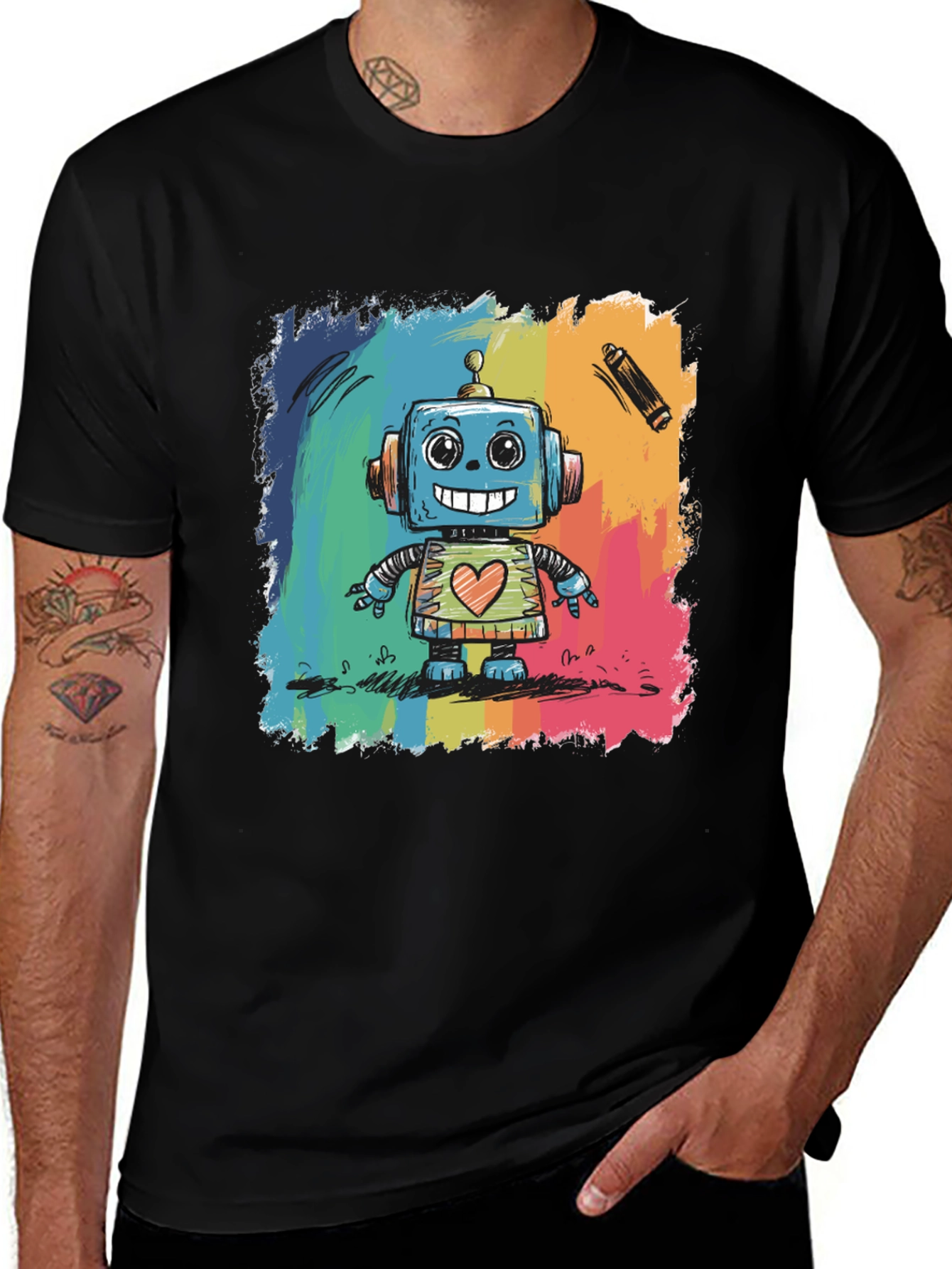 Rainbow Robot Graphic Tee - Funky & Unique!