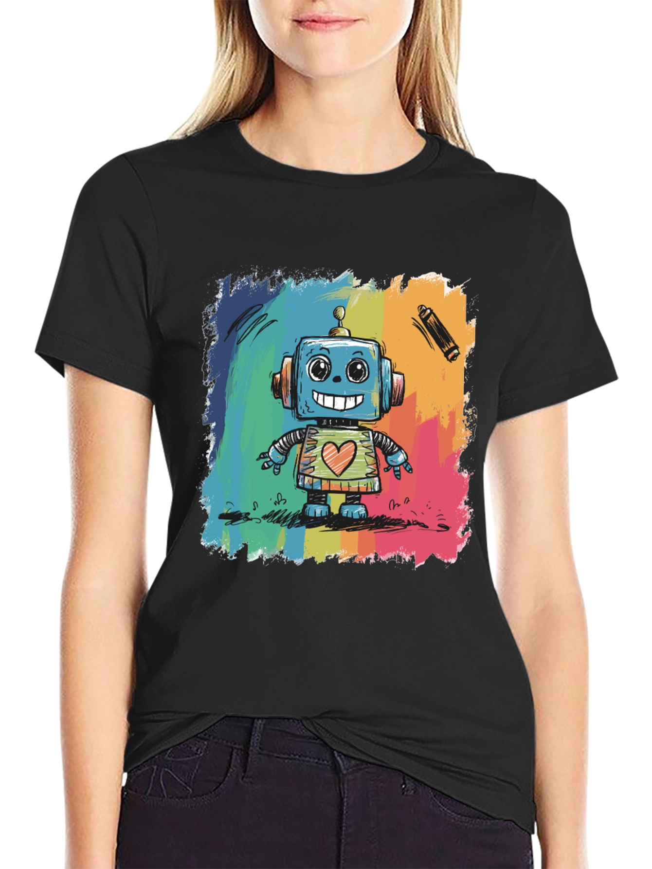 Rainbow Robot Graphic Tee - Funky & Unique!