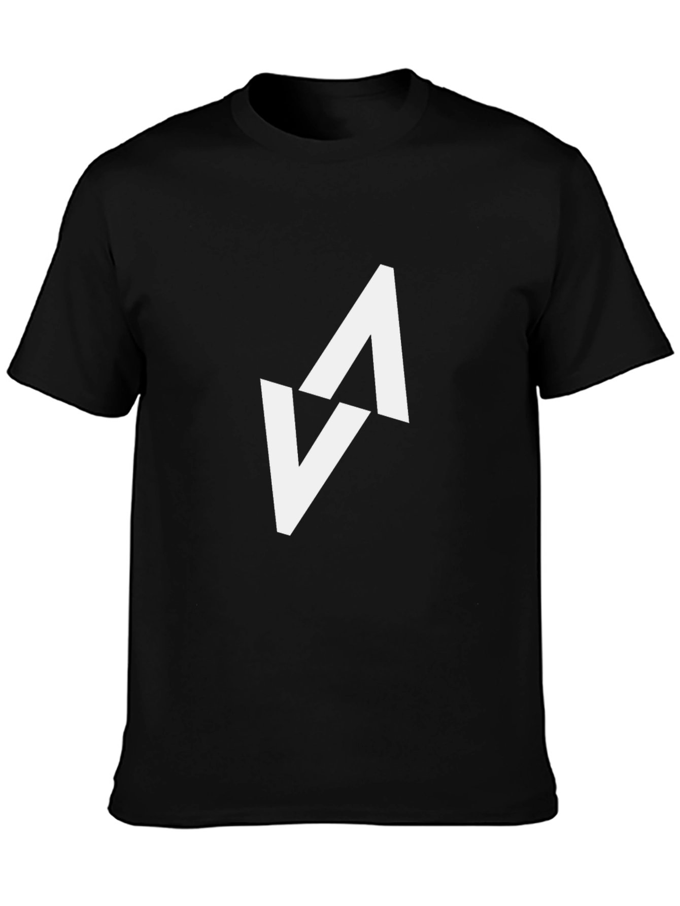 Modern Black T-Shirt with Abstract White Arrow Design