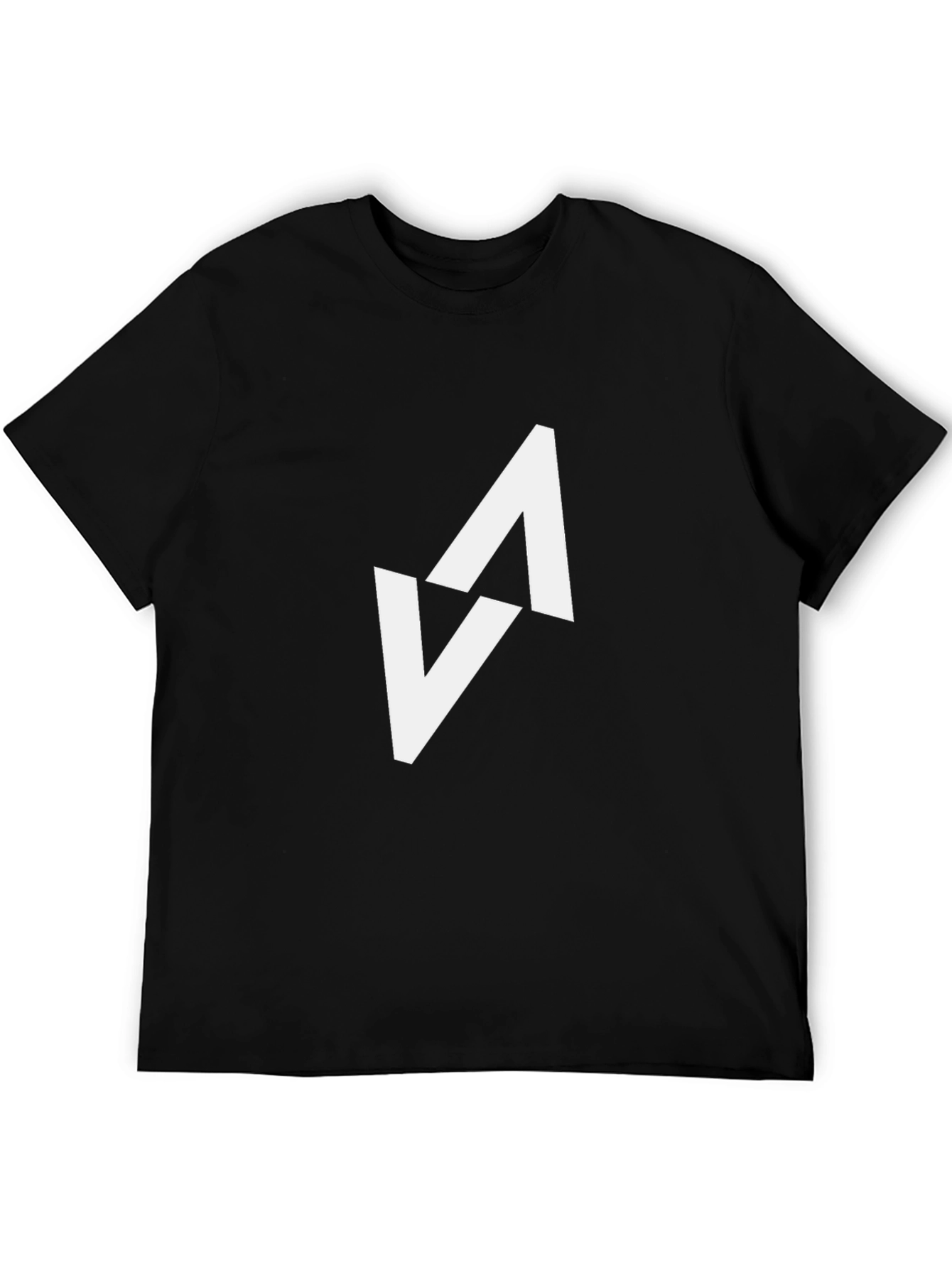 Modern Black T-Shirt with Abstract White Arrow Design