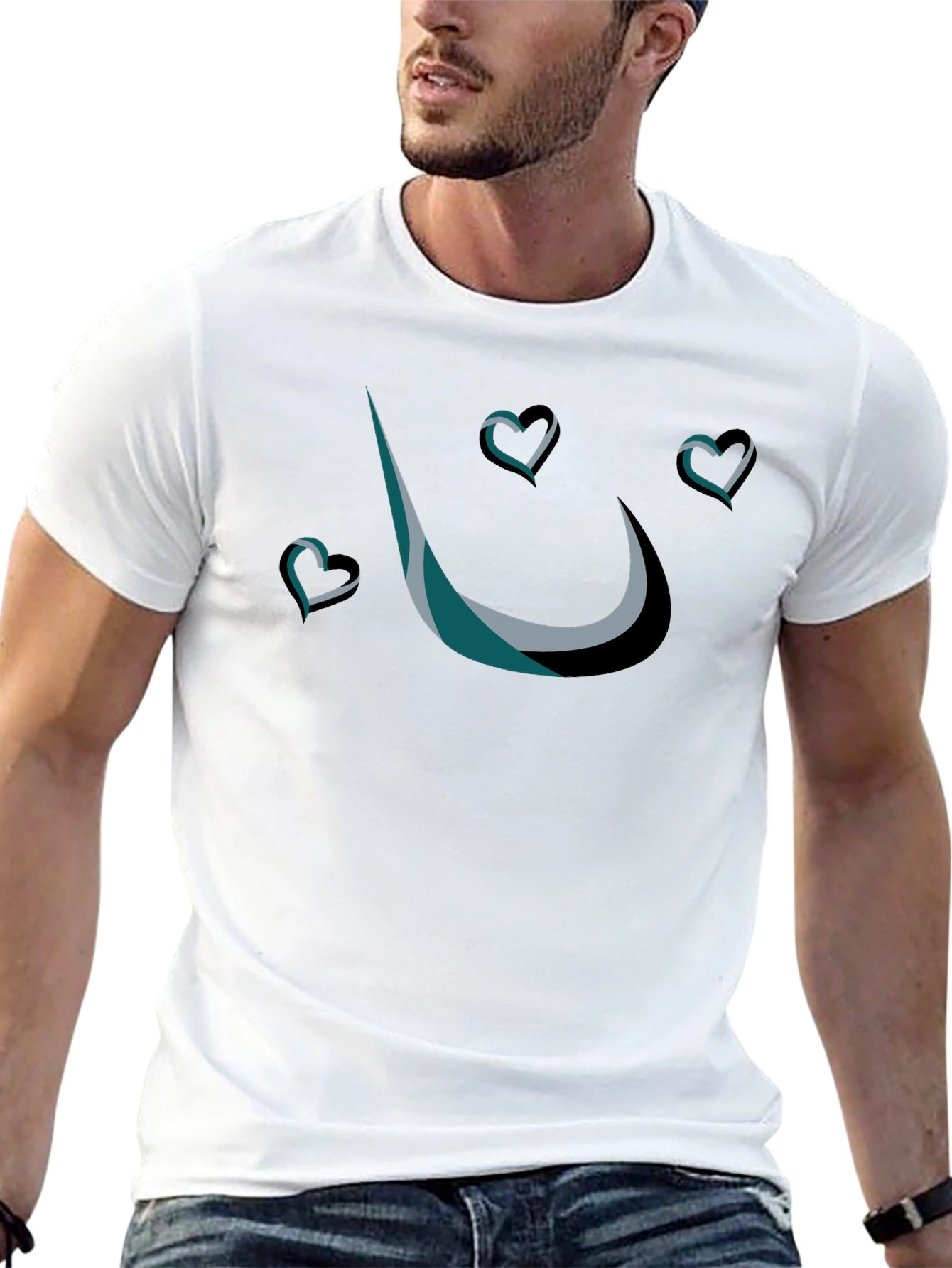 Stylish Black T-Shirt with Heart Design
