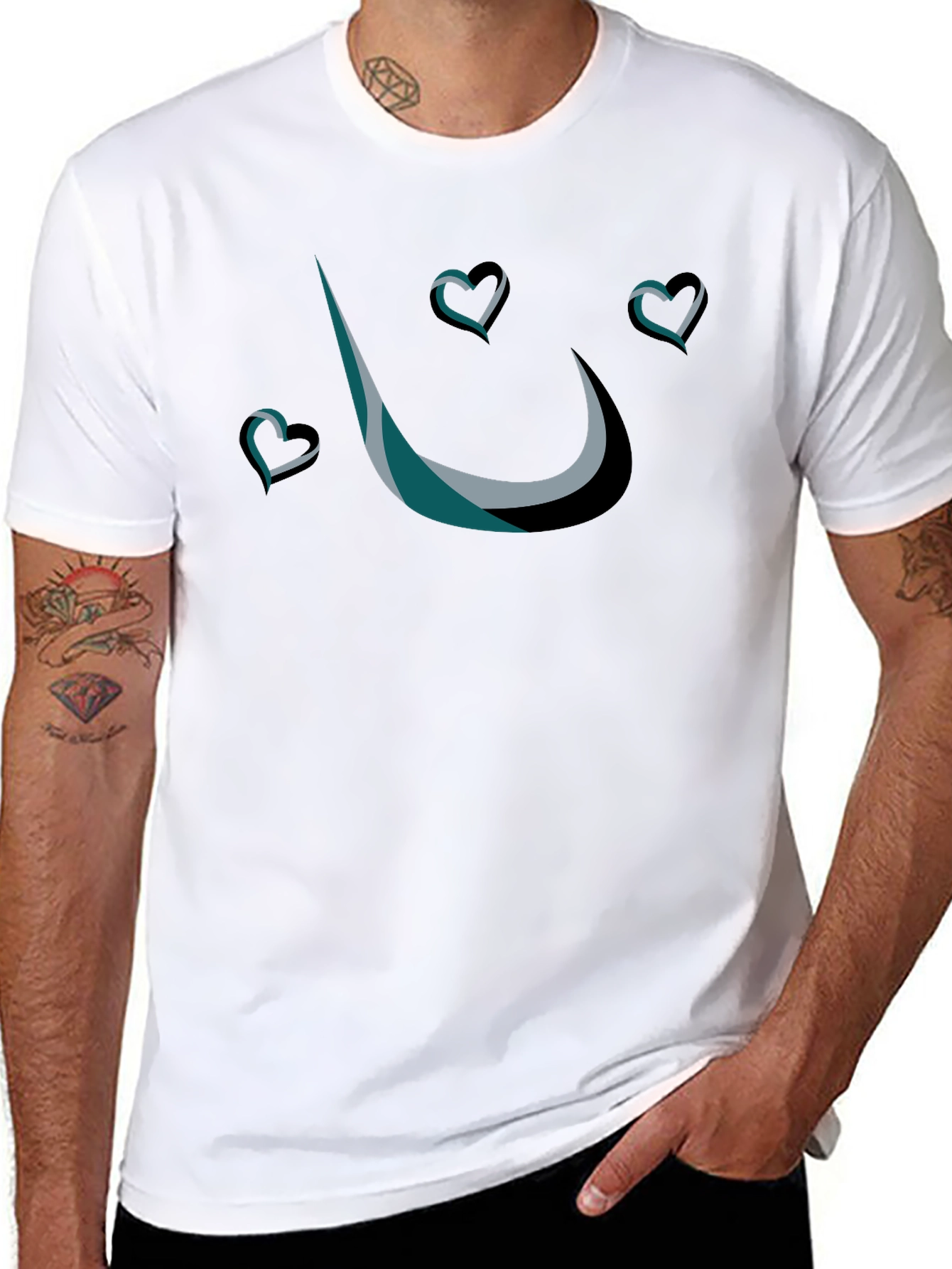 Stylish Black T-Shirt with Heart Design