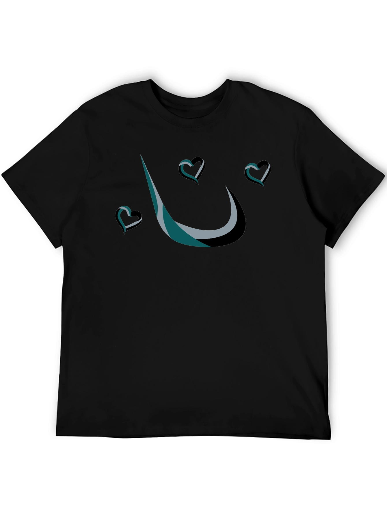 Stylish Black T-Shirt with Heart Design