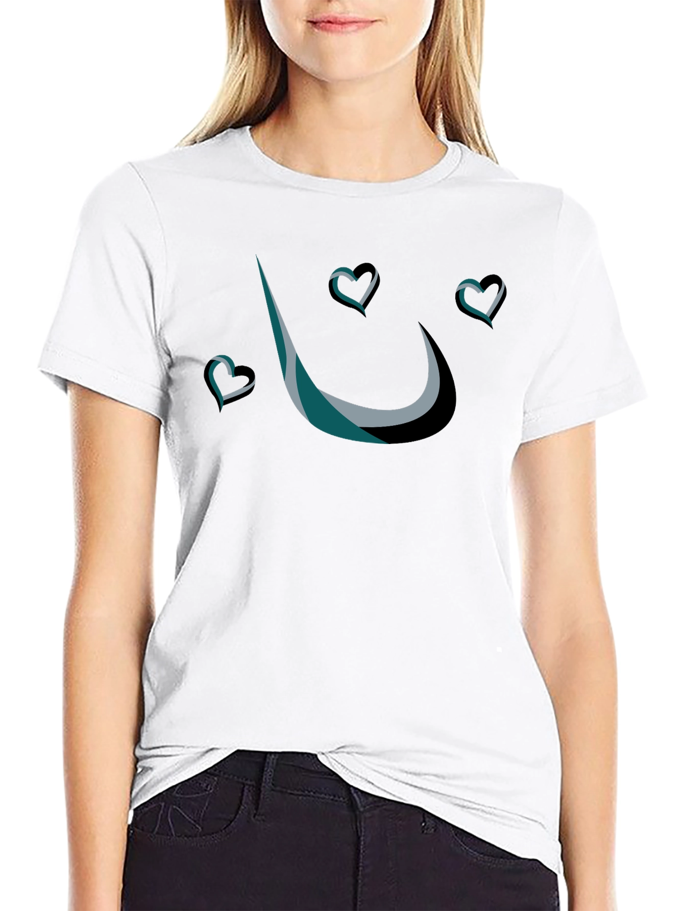 Stylish Black T-Shirt with Heart Design