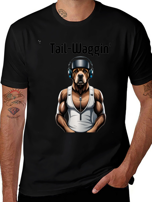 Tail-Waggin Dog in Headphones Graphic Tee