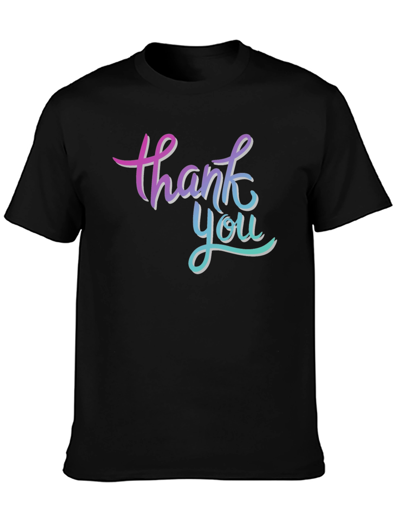 Thank You Graphic Print Black T-Shirt