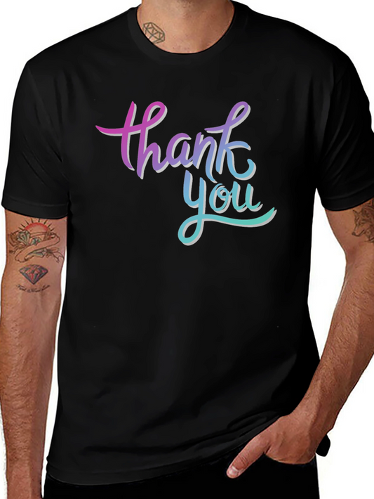 Thank You Graphic Print Black T-Shirt