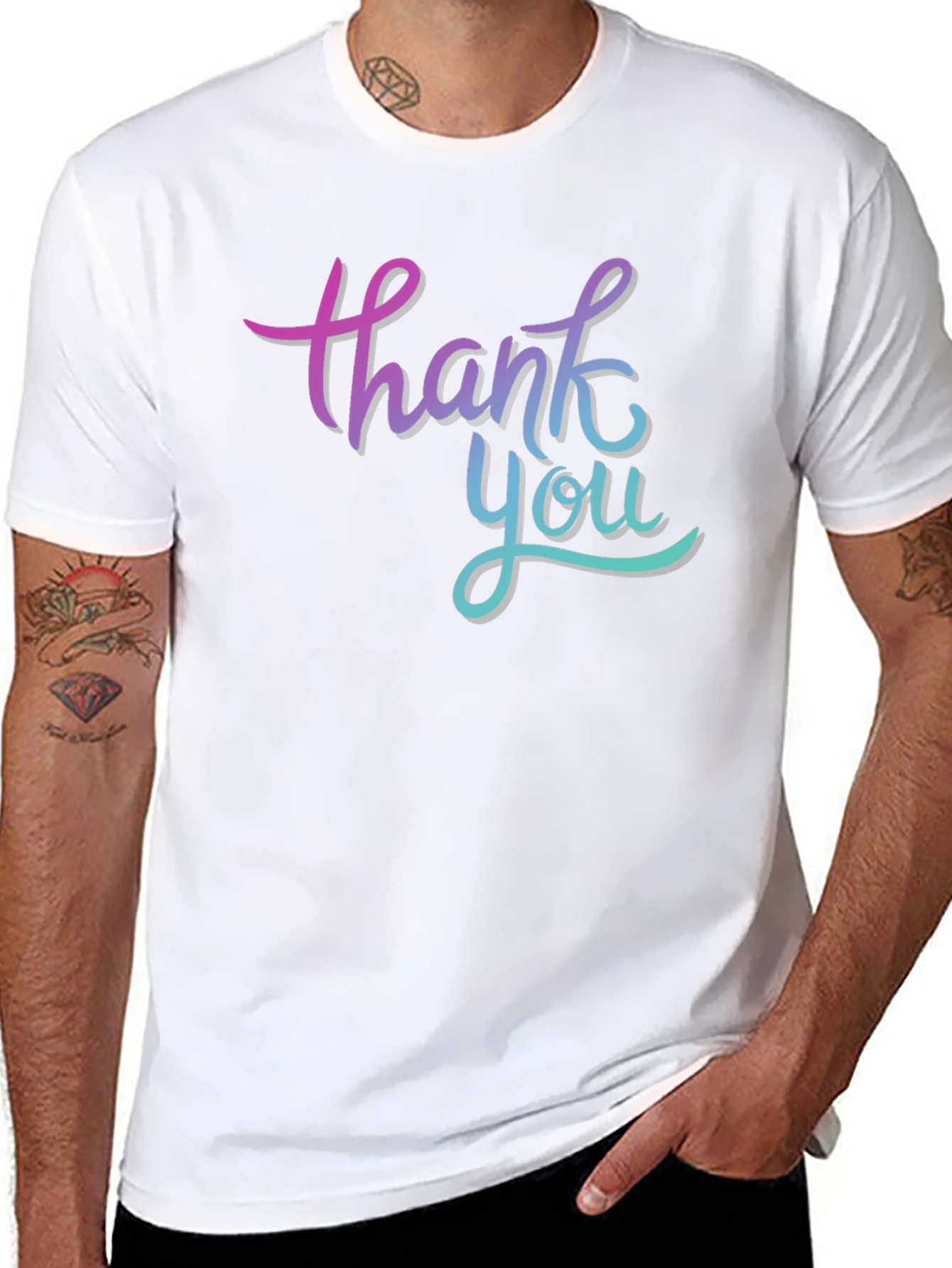 Thank You Graphic Print Black T-Shirt