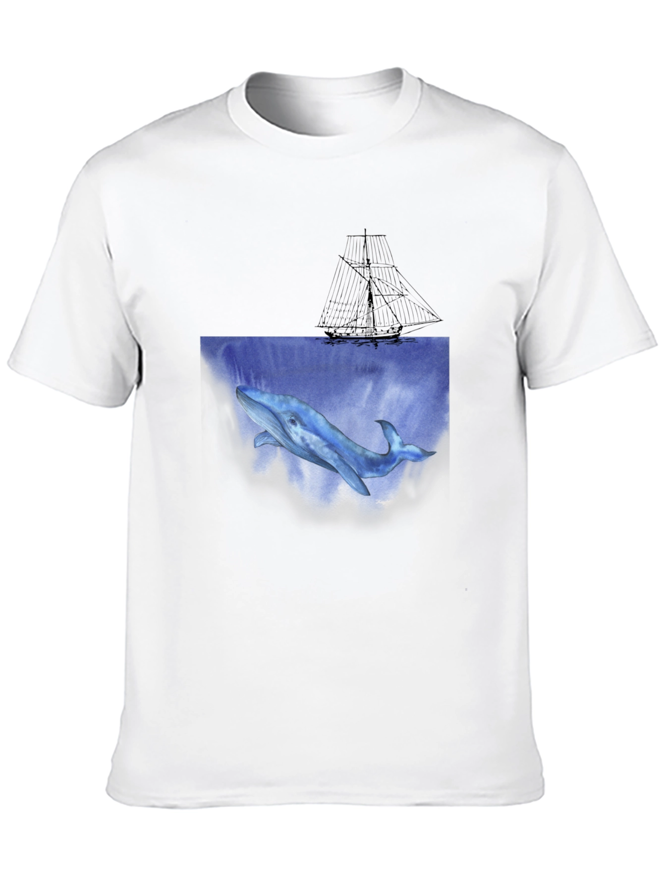 Whale & Ship Graphic Black T-Shirt