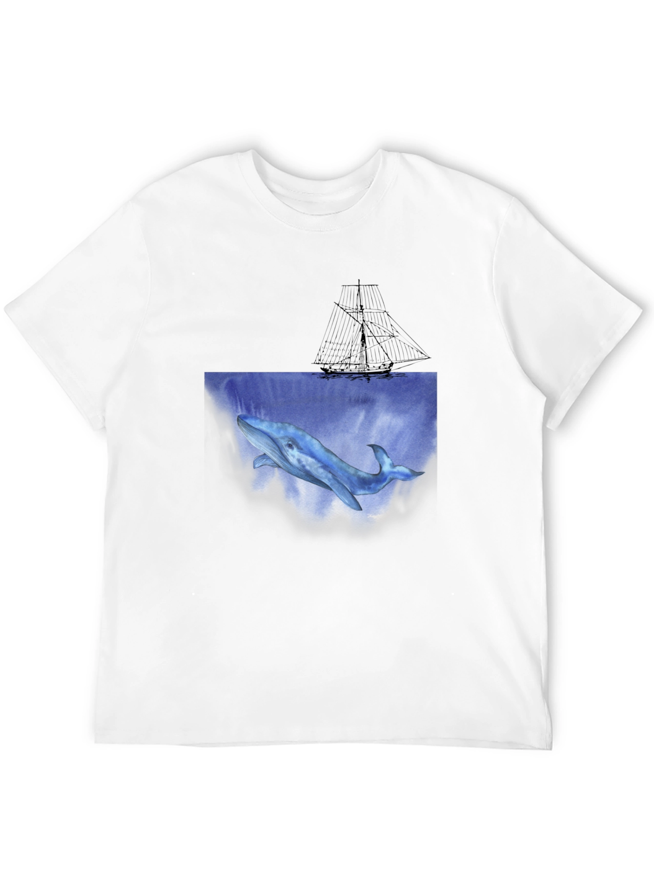 Whale & Ship Graphic Black T-Shirt