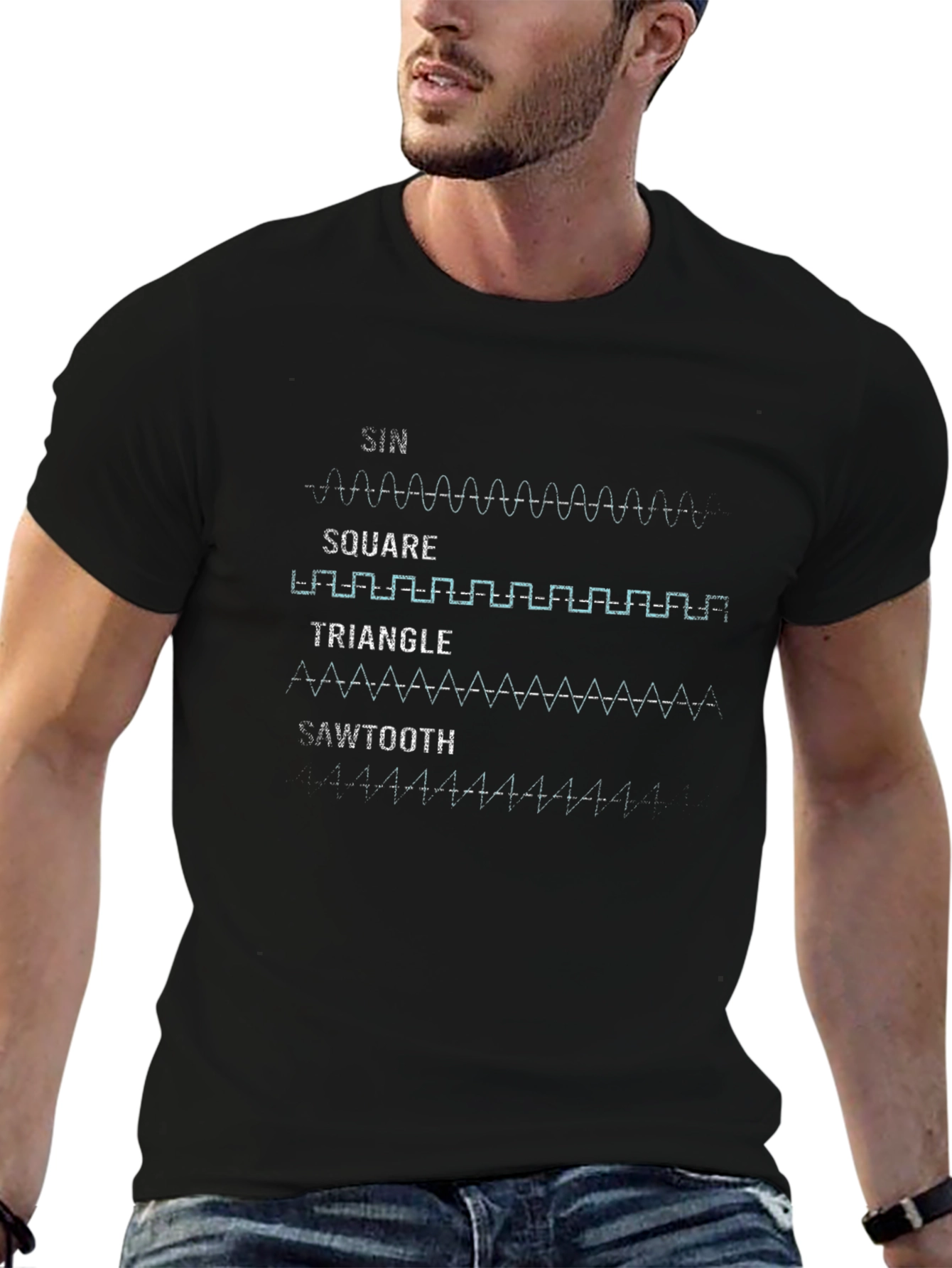 Waveform Graphic Tee - Black Cotton Shirt