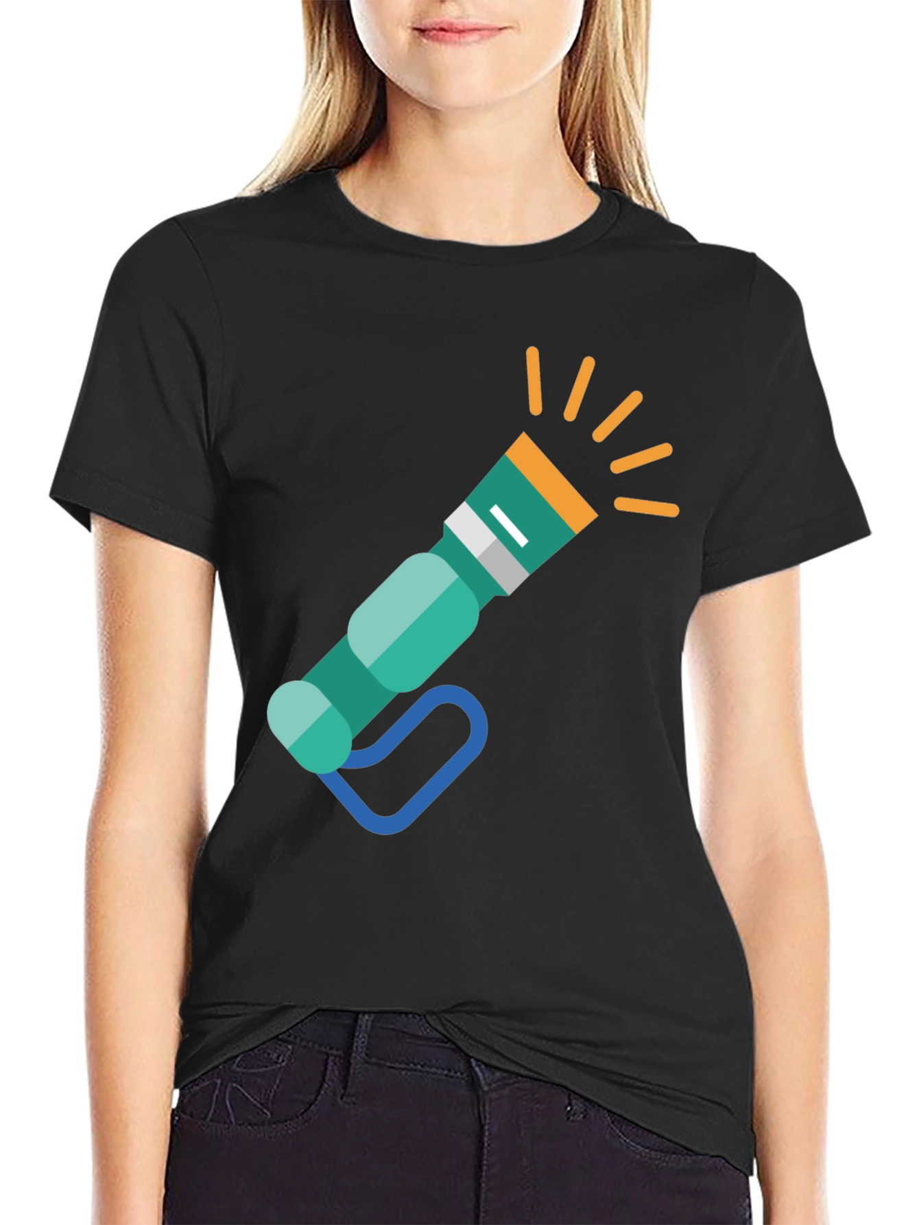 Flashlight Graphic Tee - Novelty Black T-Shirt