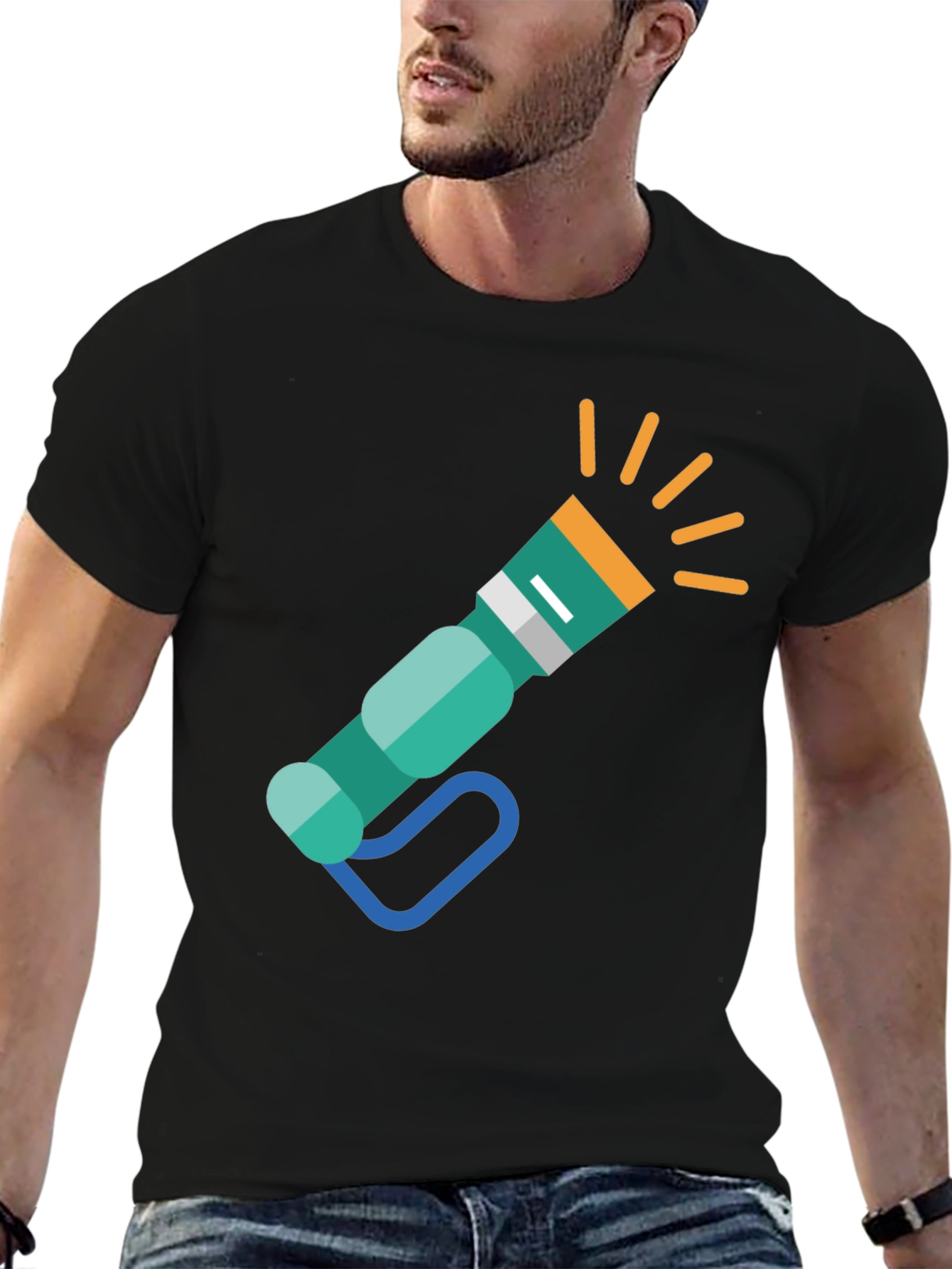 Flashlight Graphic Tee - Novelty Black T-Shirt