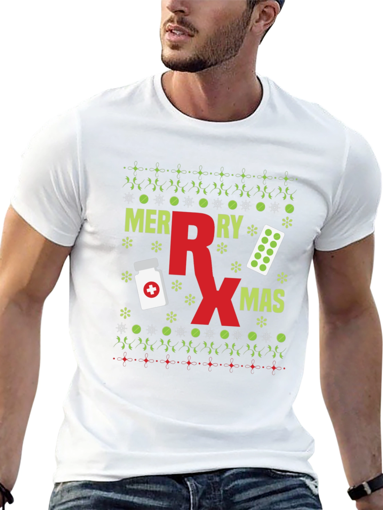 Merry Rx-Mas Ugly Christmas Sweater Style T-Shirt