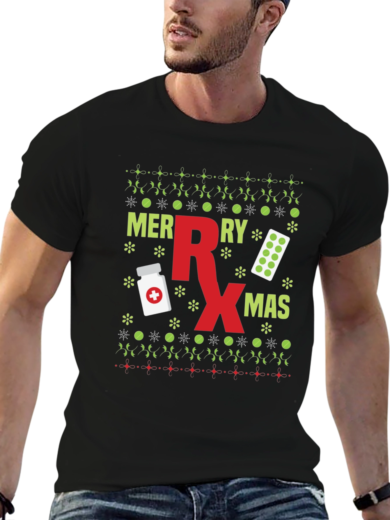 Merry Rx-Mas Ugly Christmas Sweater Style T-Shirt