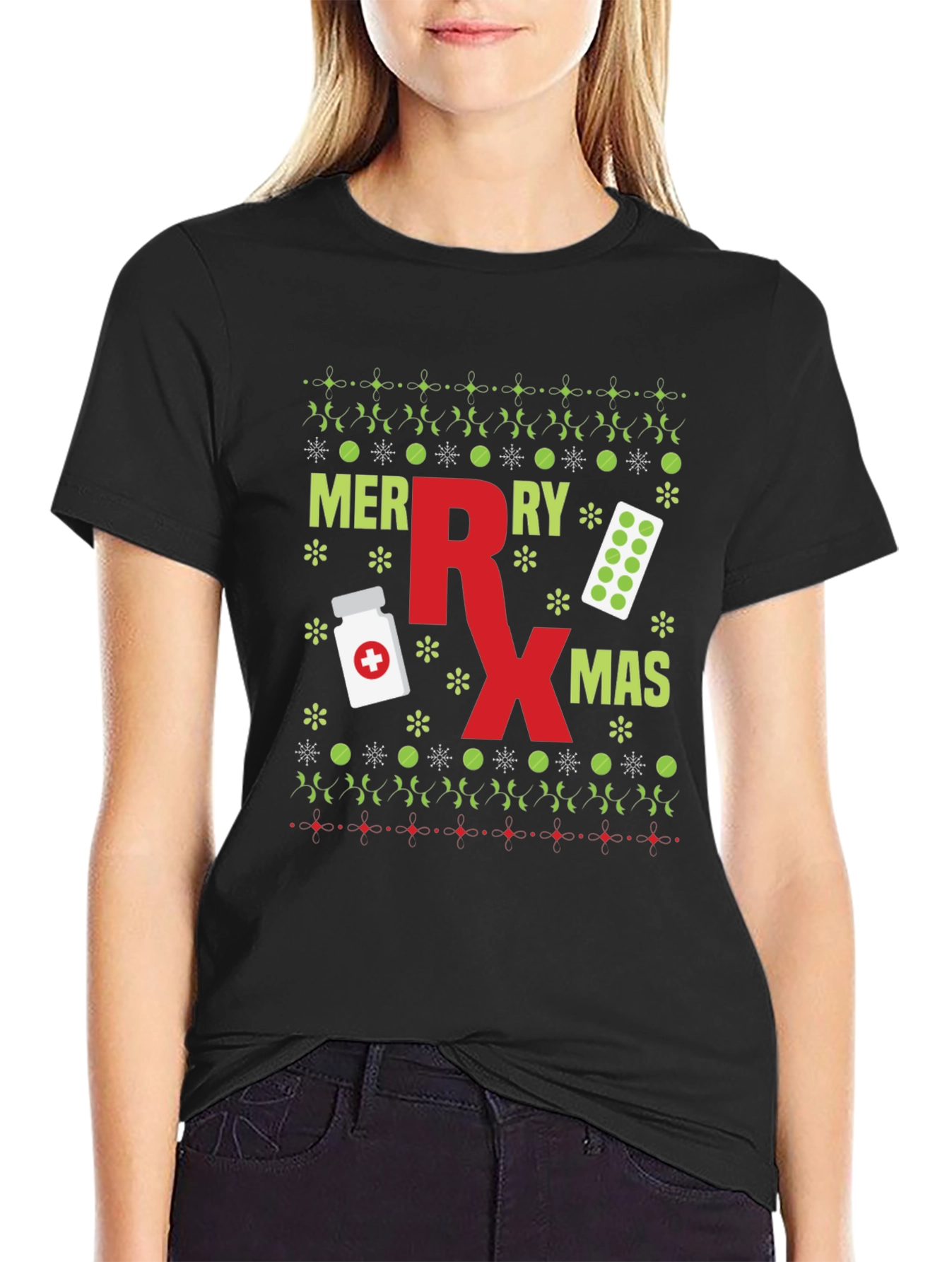 Merry Rx-Mas Ugly Christmas Sweater Style T-Shirt