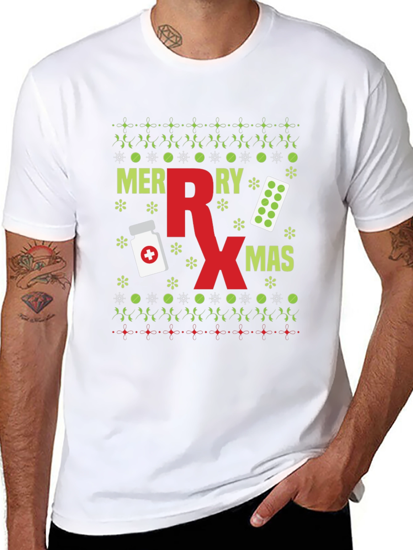 Merry Rx-Mas Ugly Christmas Sweater Style T-Shirt