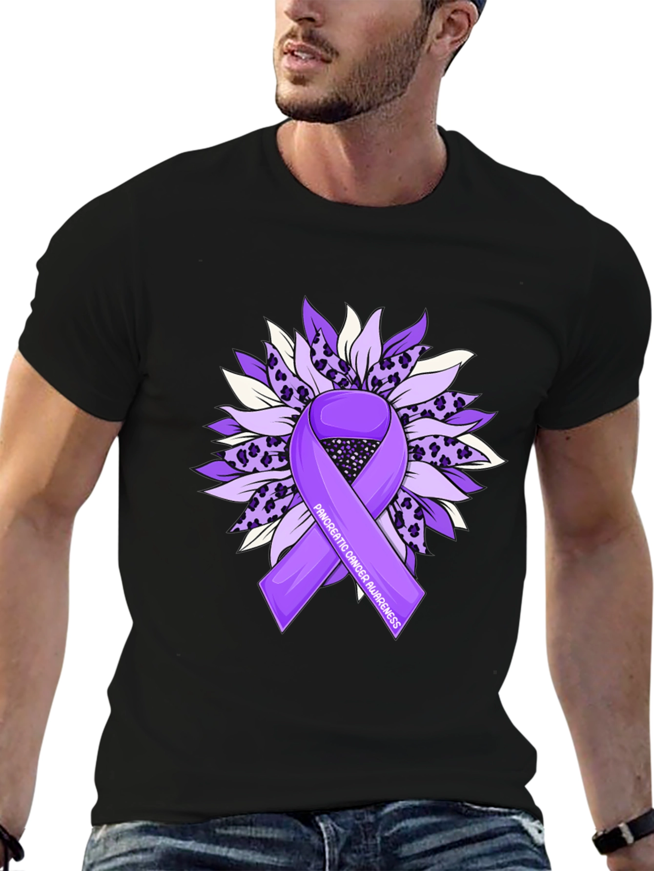 Pancreatic Cancer Awareness Sunflower Ribbon T-Shirt