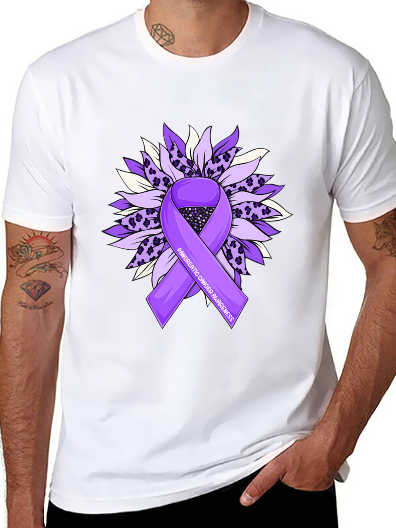 Pancreatic Cancer Awareness Sunflower Ribbon T-Shirt