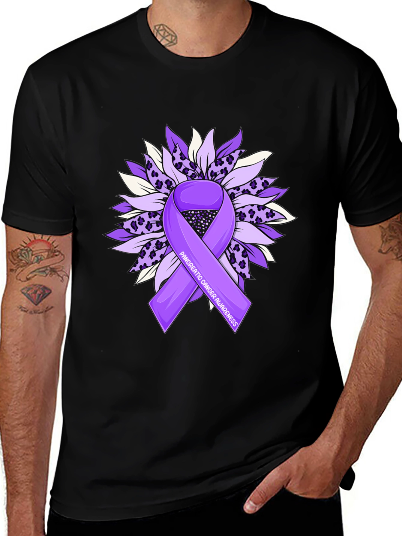 Pancreatic Cancer Awareness Sunflower Ribbon T-Shirt