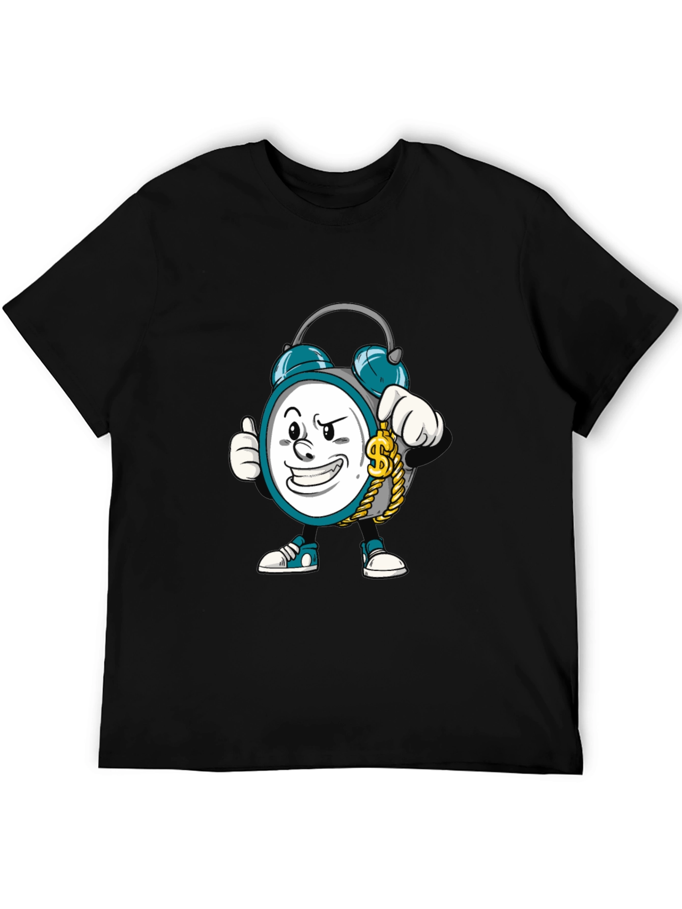 Cartoon Clock Graphic Tee - Time is Money
