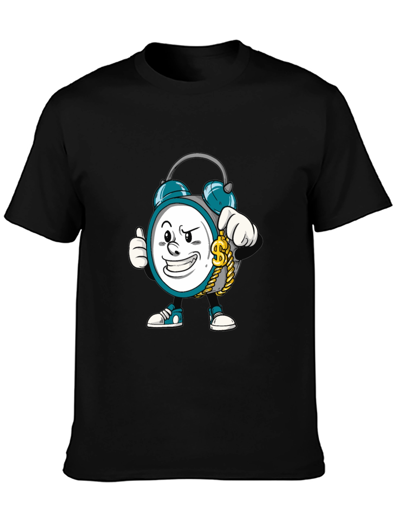 Cartoon Clock Graphic Tee - Time is Money