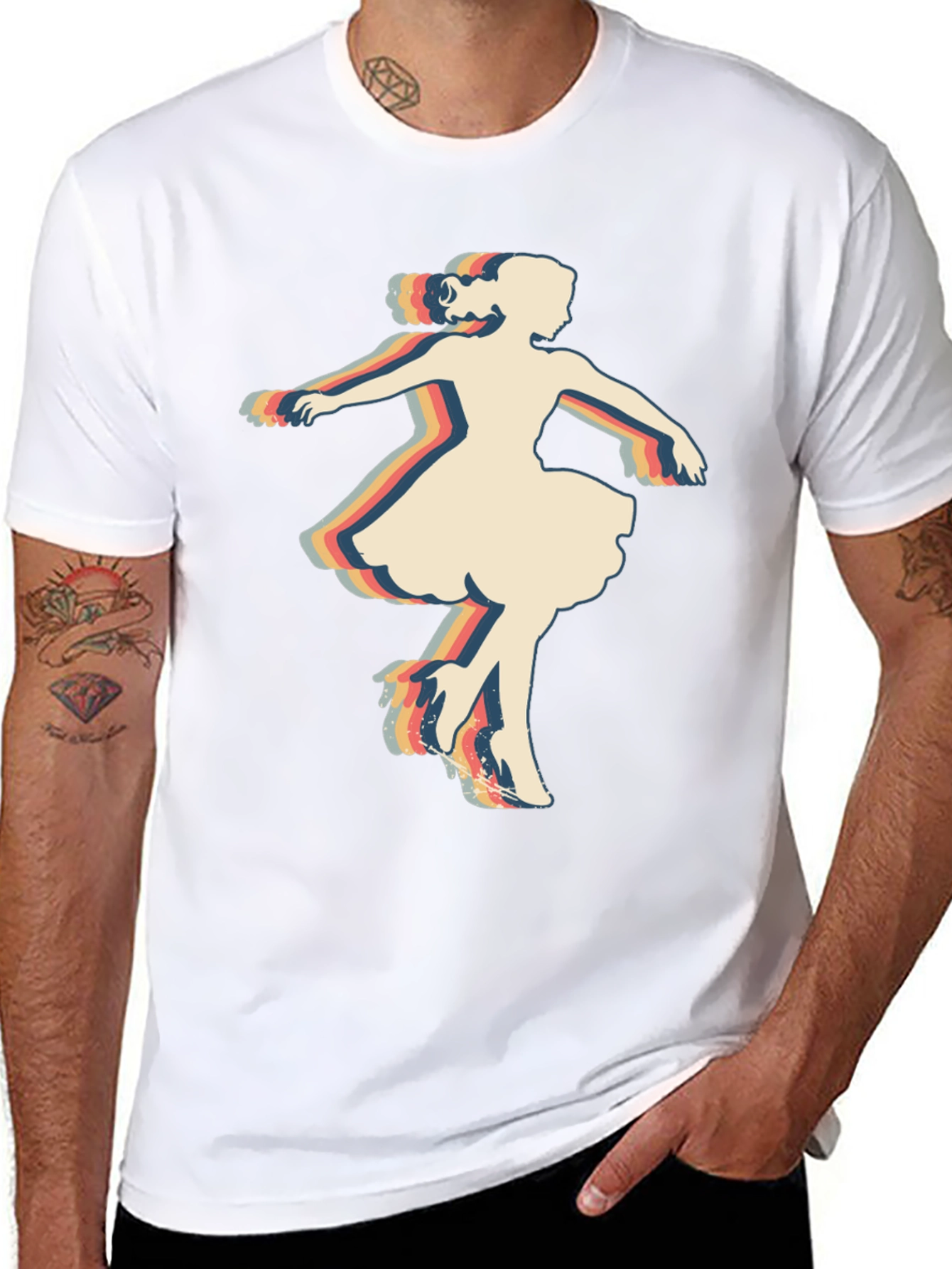 Retro Dancer Graphic T-Shirt - Black