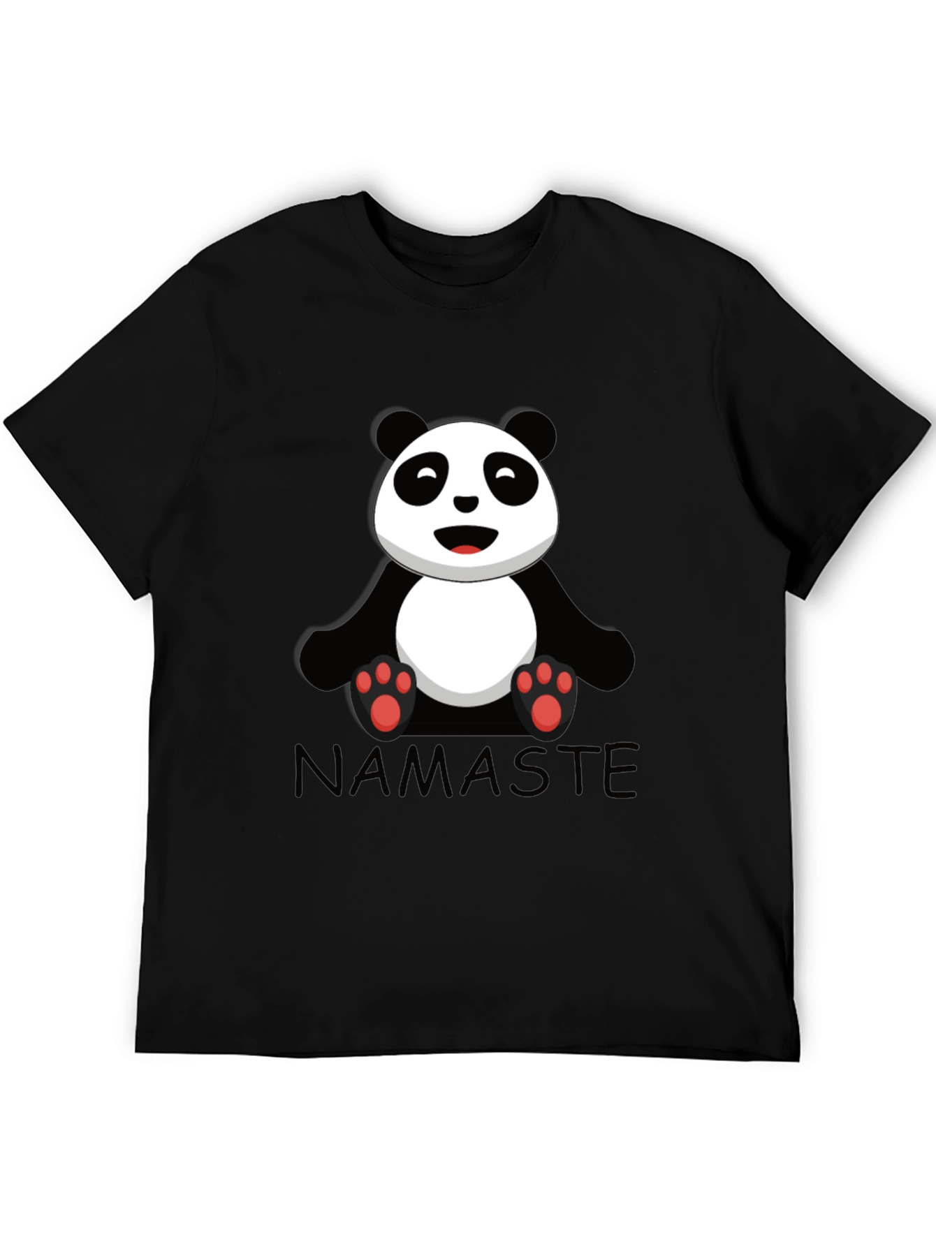 Namaste Panda Bear Graphic Tee - Black Cotton T-Shirt