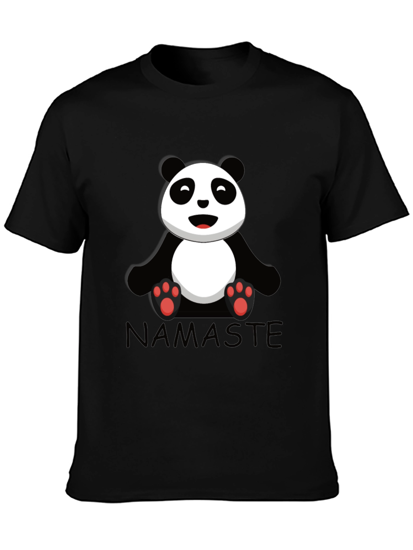 Namaste Panda Bear Graphic Tee - Black Cotton T-Shirt
