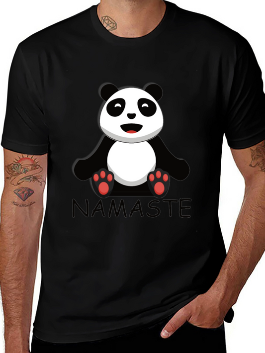 Namaste Panda Bear Graphic Tee - Black Cotton T-Shirt