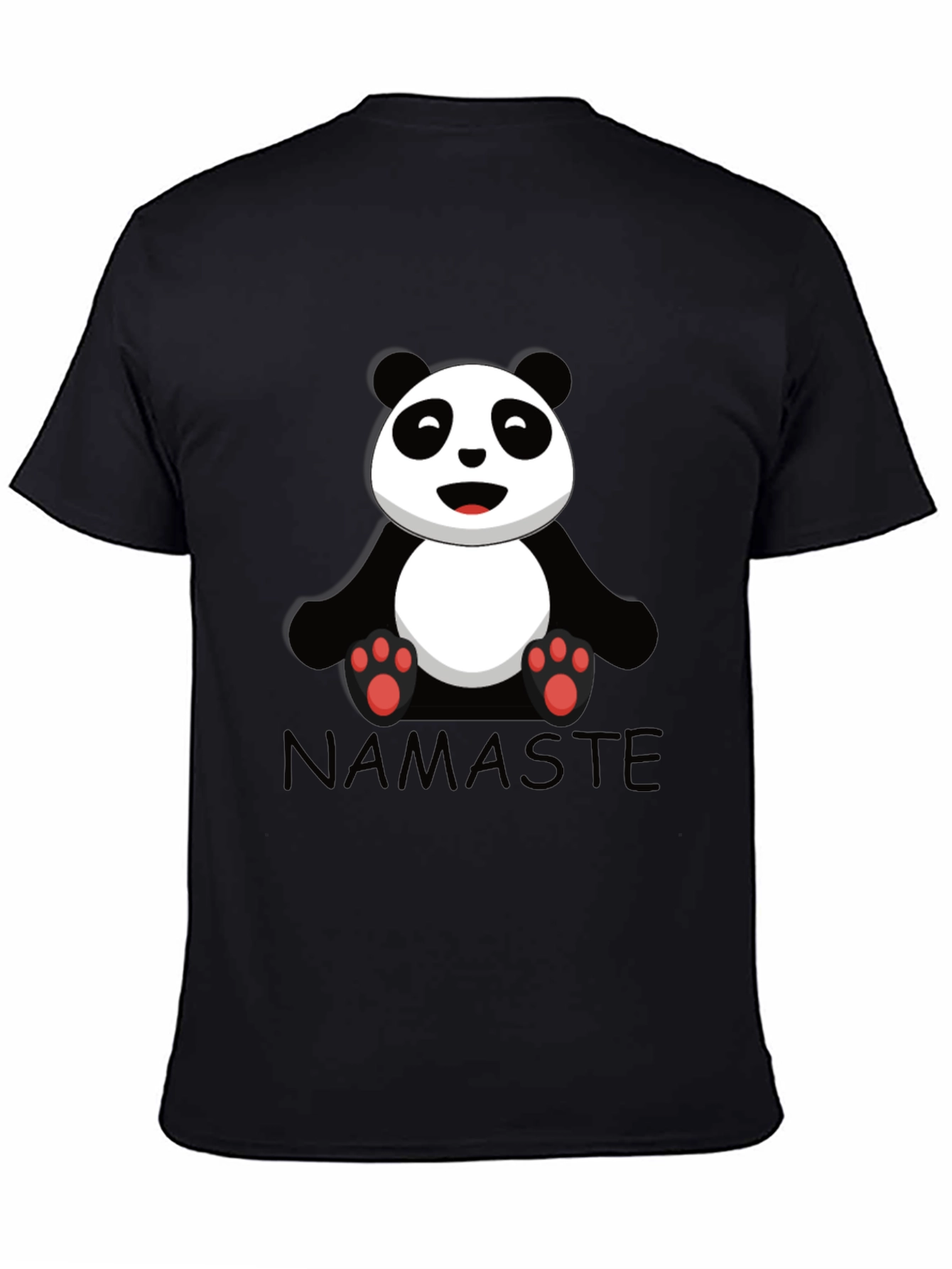 Namaste Panda Bear Graphic Tee - Black Cotton T-Shirt