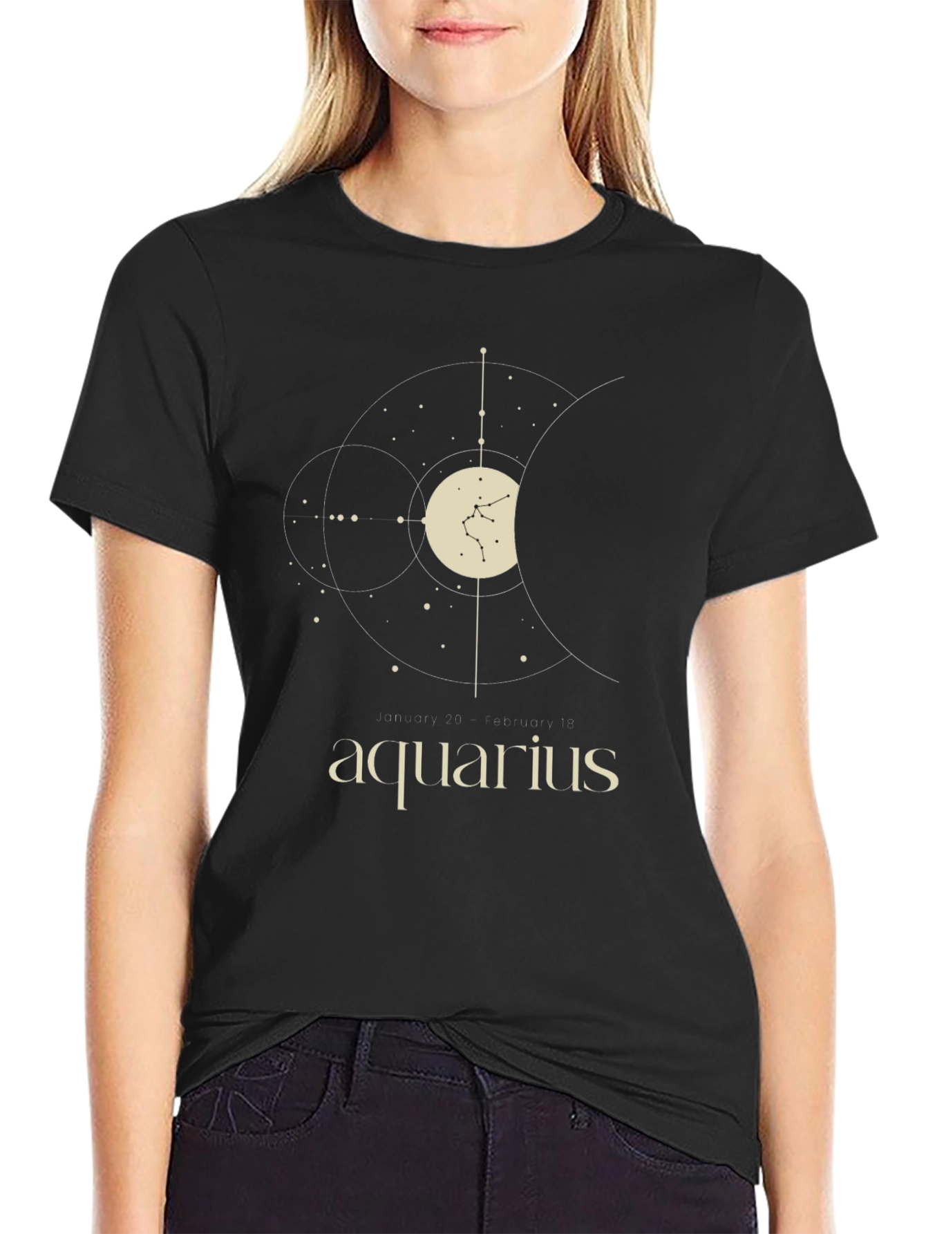 Aquarius Zodiac Constellation T-Shirt - Black