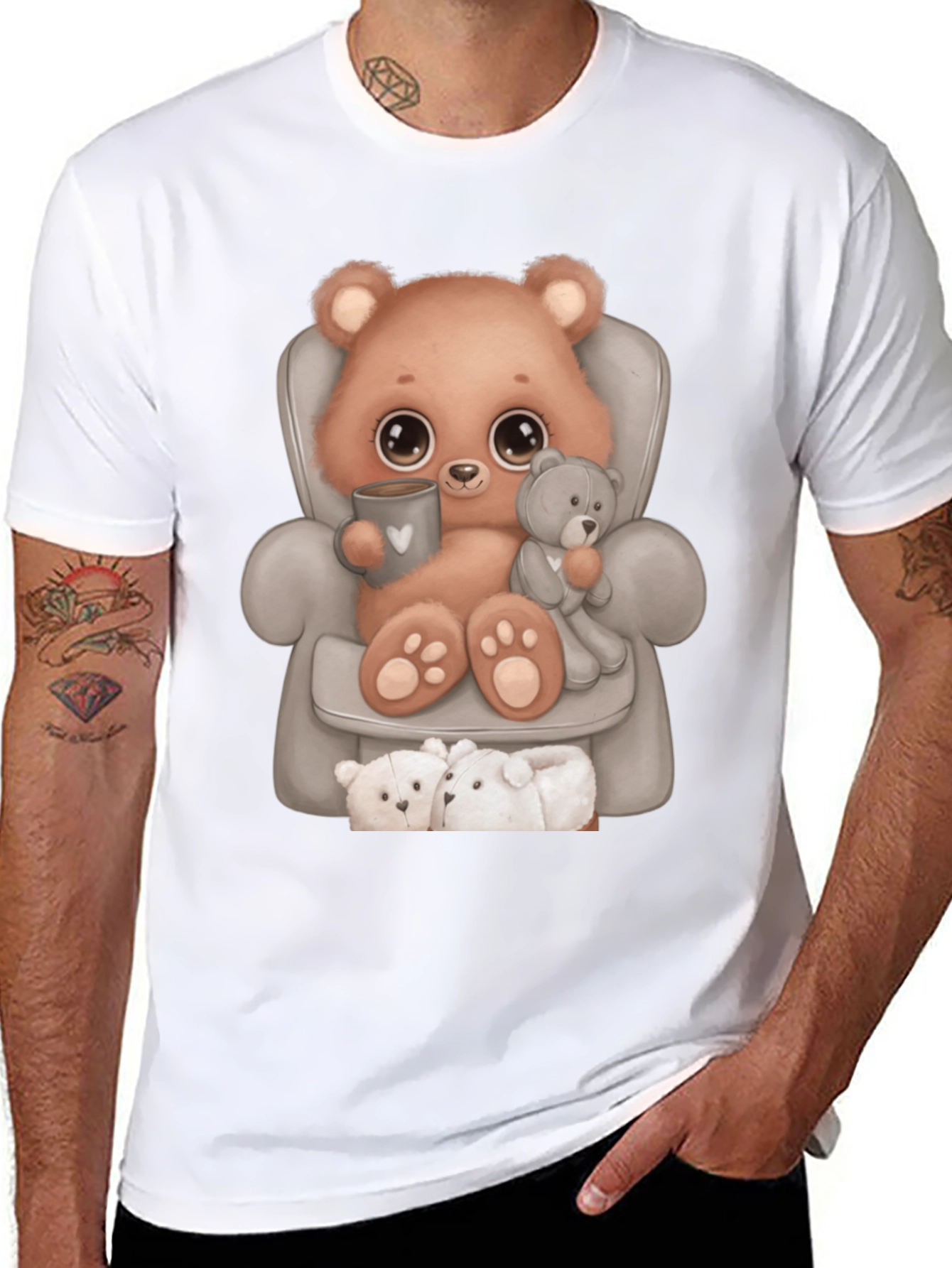 Cute Bear in Chair Graphic Tee