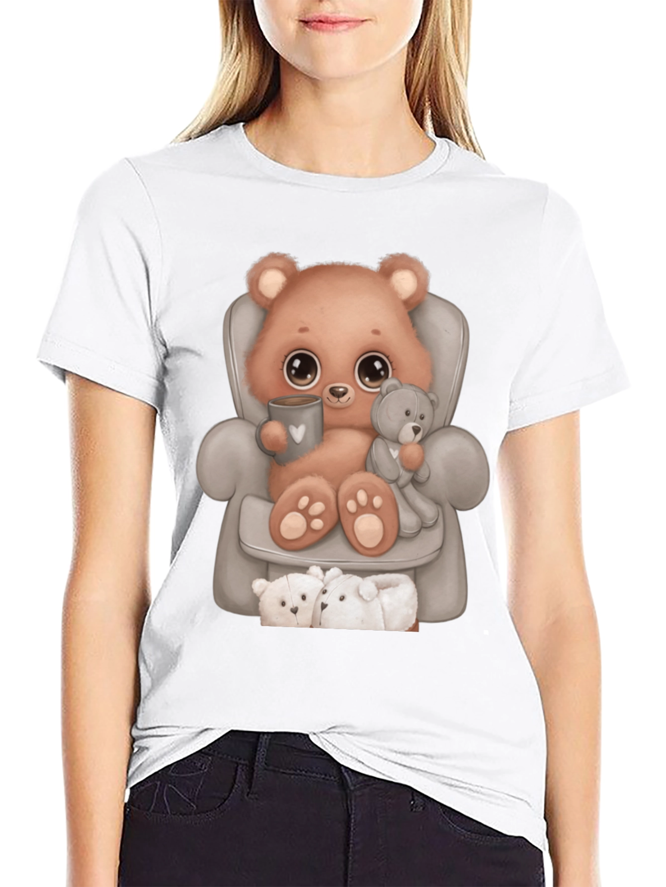 Cute Bear in Chair Graphic Tee