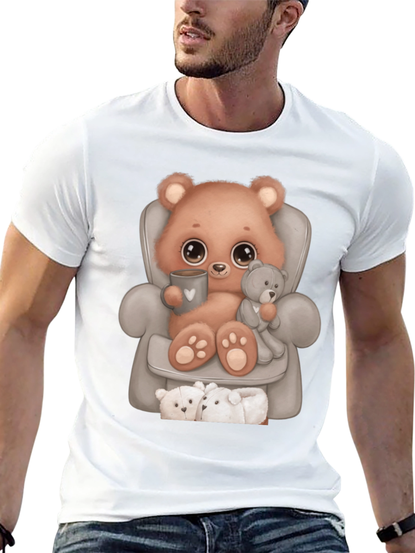 Cute Bear in Chair Graphic Tee