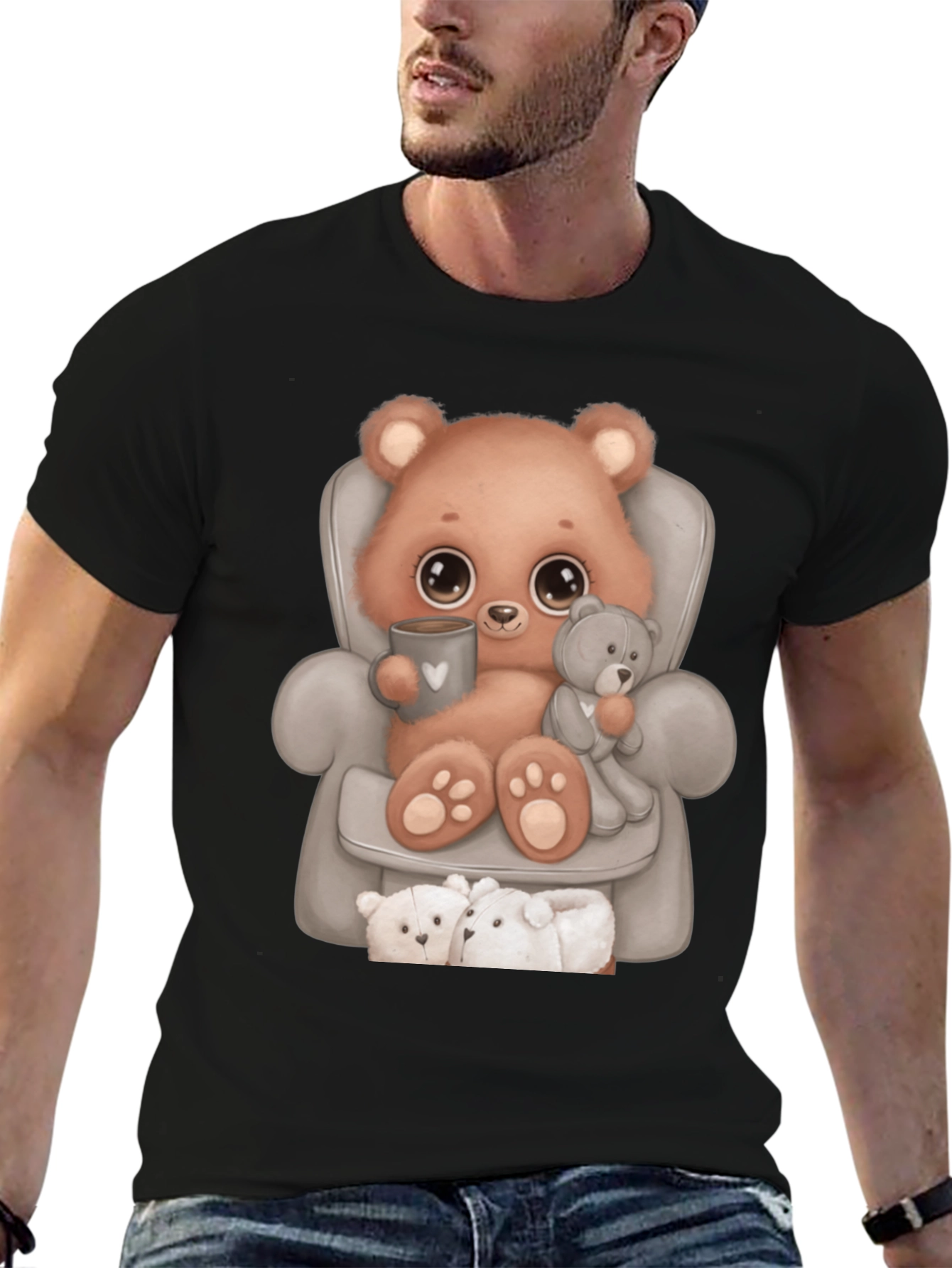 Cute Bear in Chair Graphic Tee