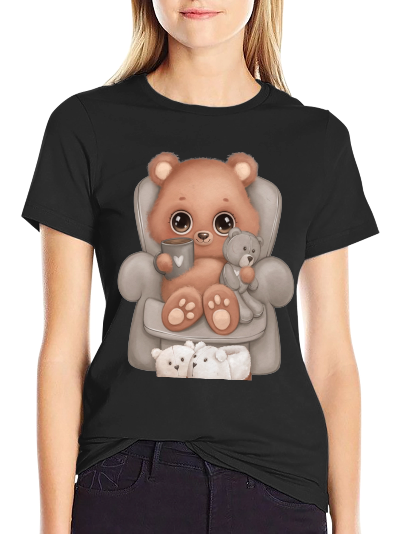 Cute Bear in Chair Graphic Tee