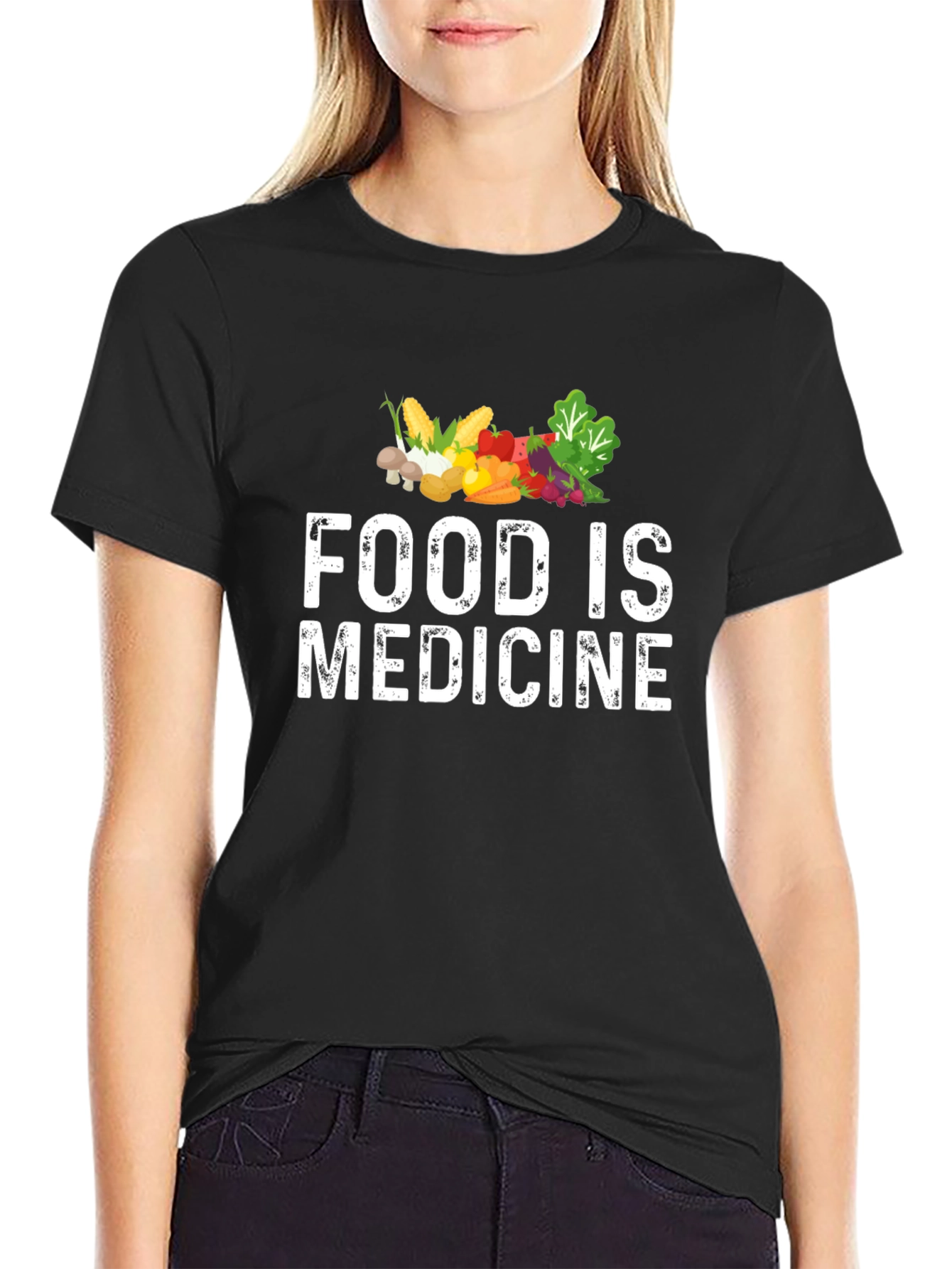 Food is Medicine T-Shirt - Black Healthy Living Apparel