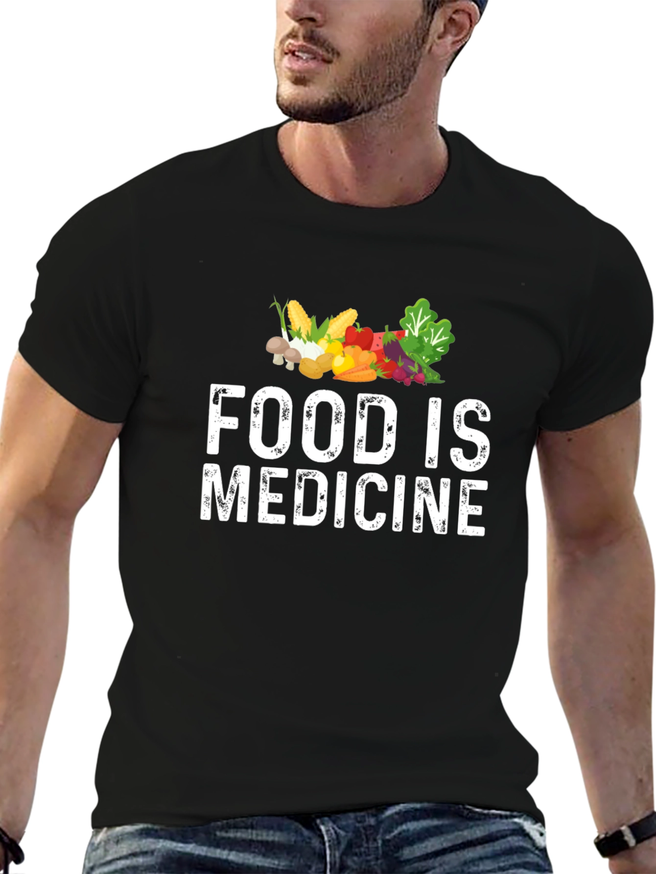 Food is Medicine T-Shirt - Black Healthy Living Apparel