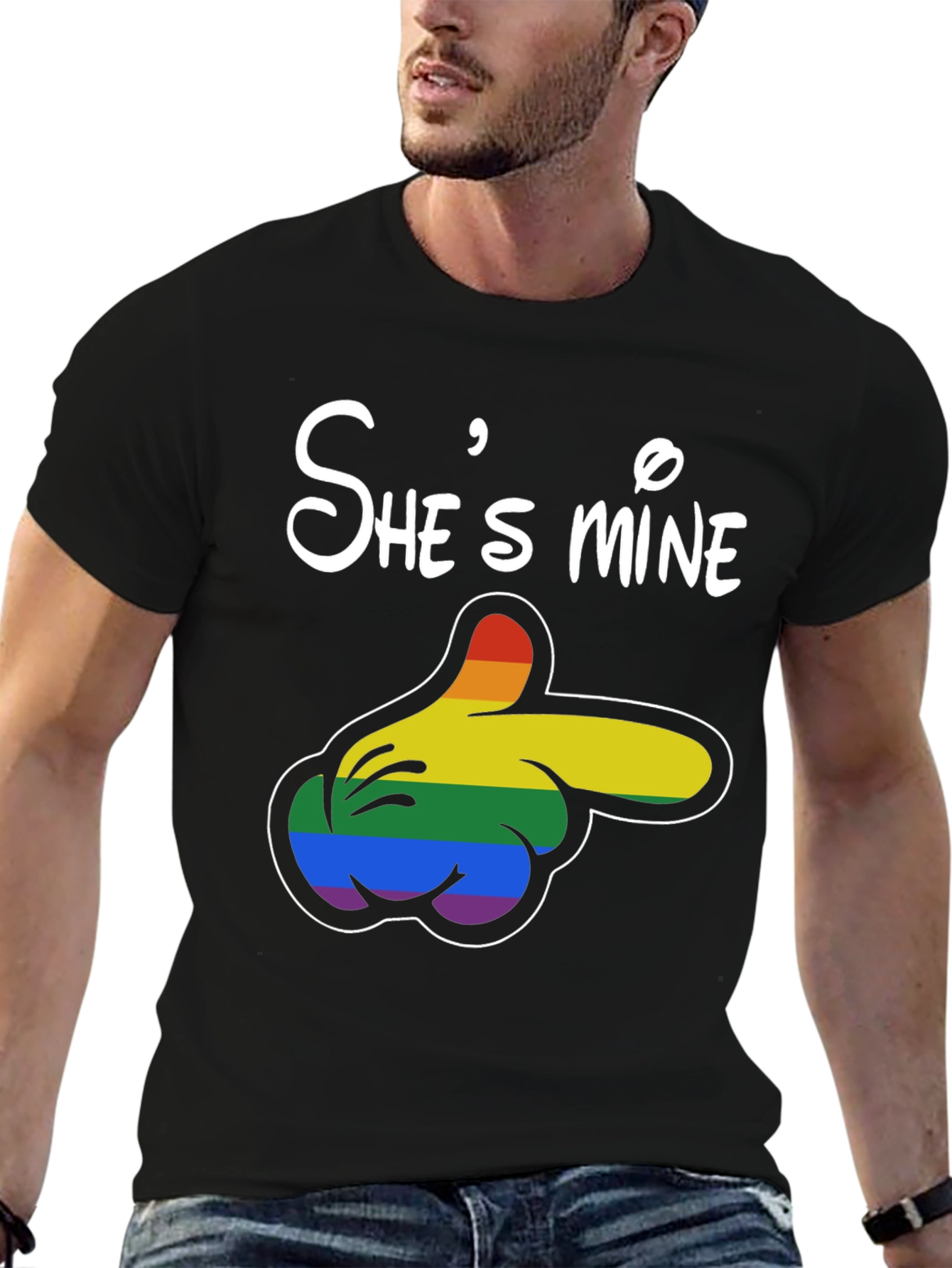 Shes Mine Rainbow Mickey Hand T-Shirt