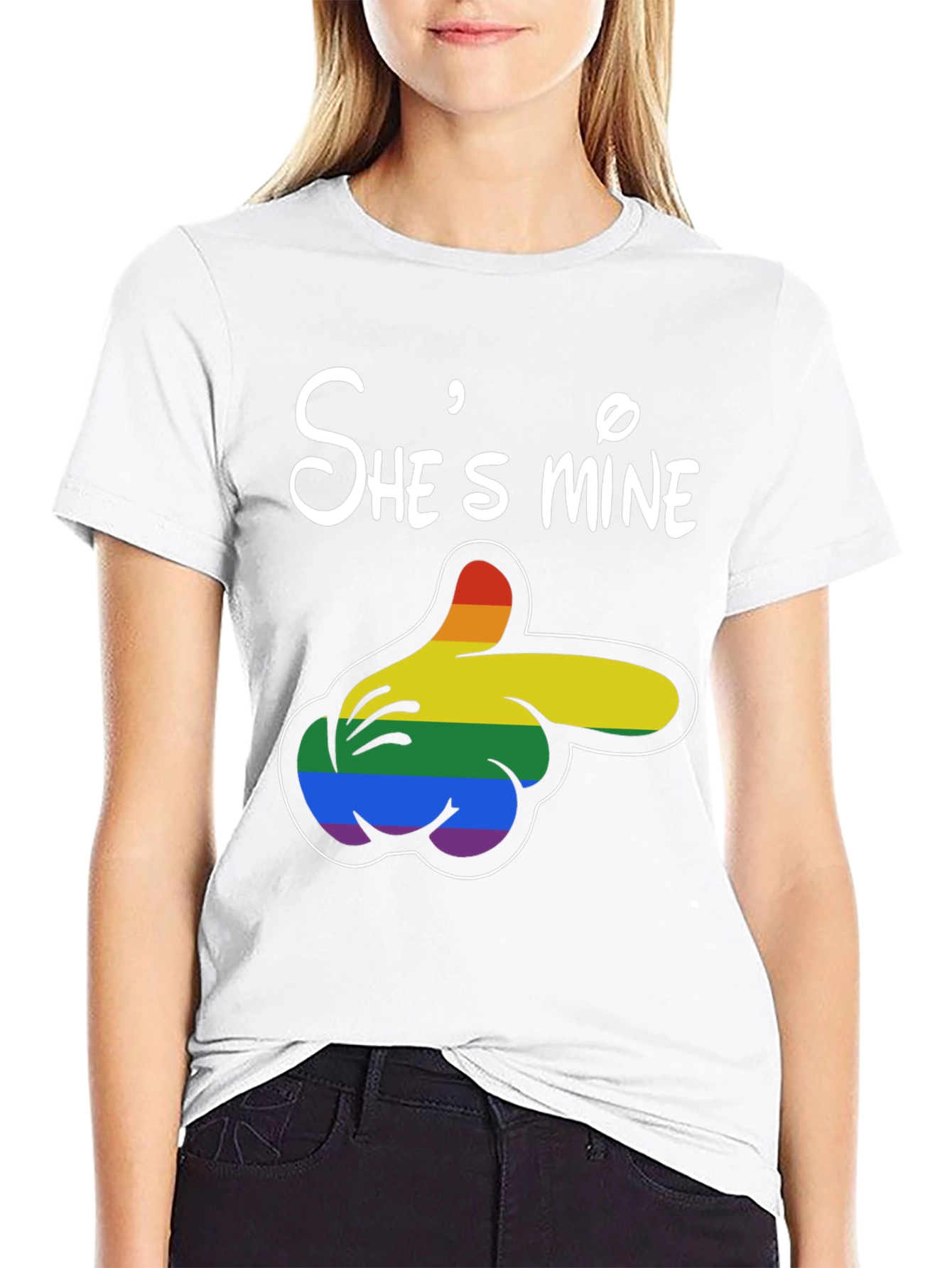 Shes Mine Rainbow Mickey Hand T-Shirt